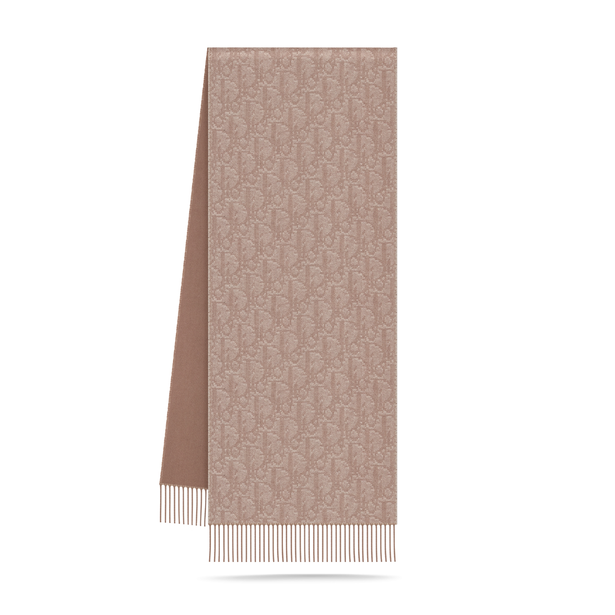 双面围巾 米色山羊绒和绵羊毛混纺面料 Oblique 印花 E08