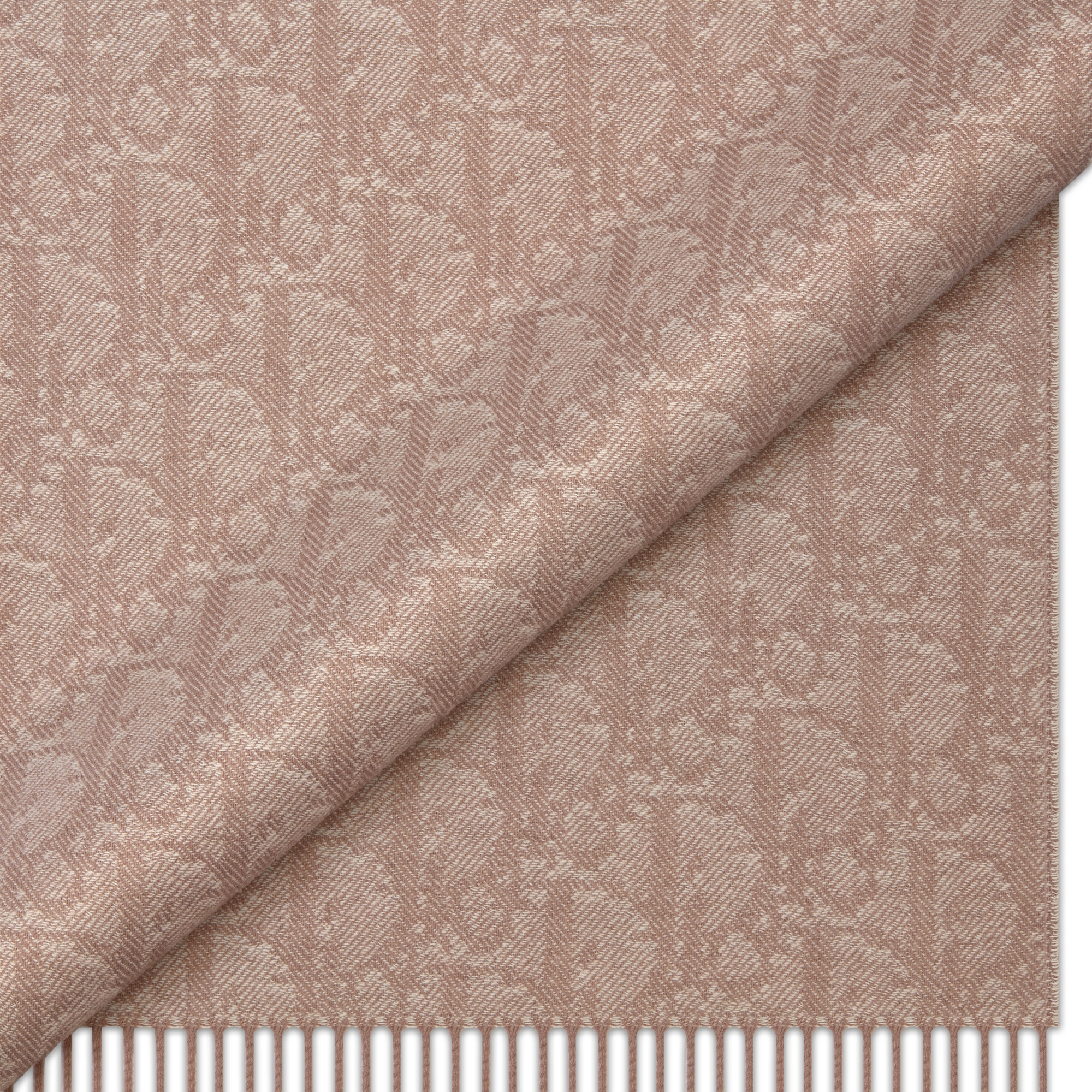 双面围巾 米色山羊绒和绵羊毛混纺面料 Oblique 印花 E09