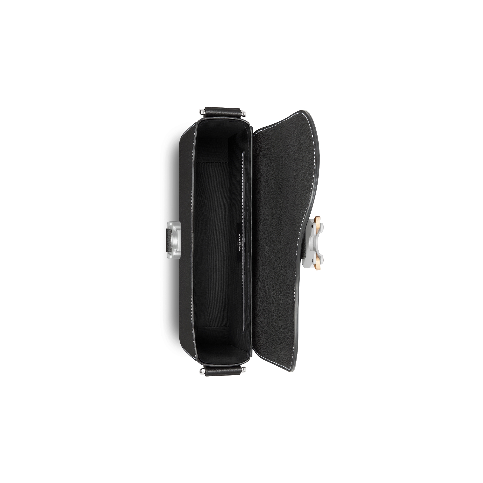 小号马鞍翻盖信使包 黑色粒面牛皮革 E10