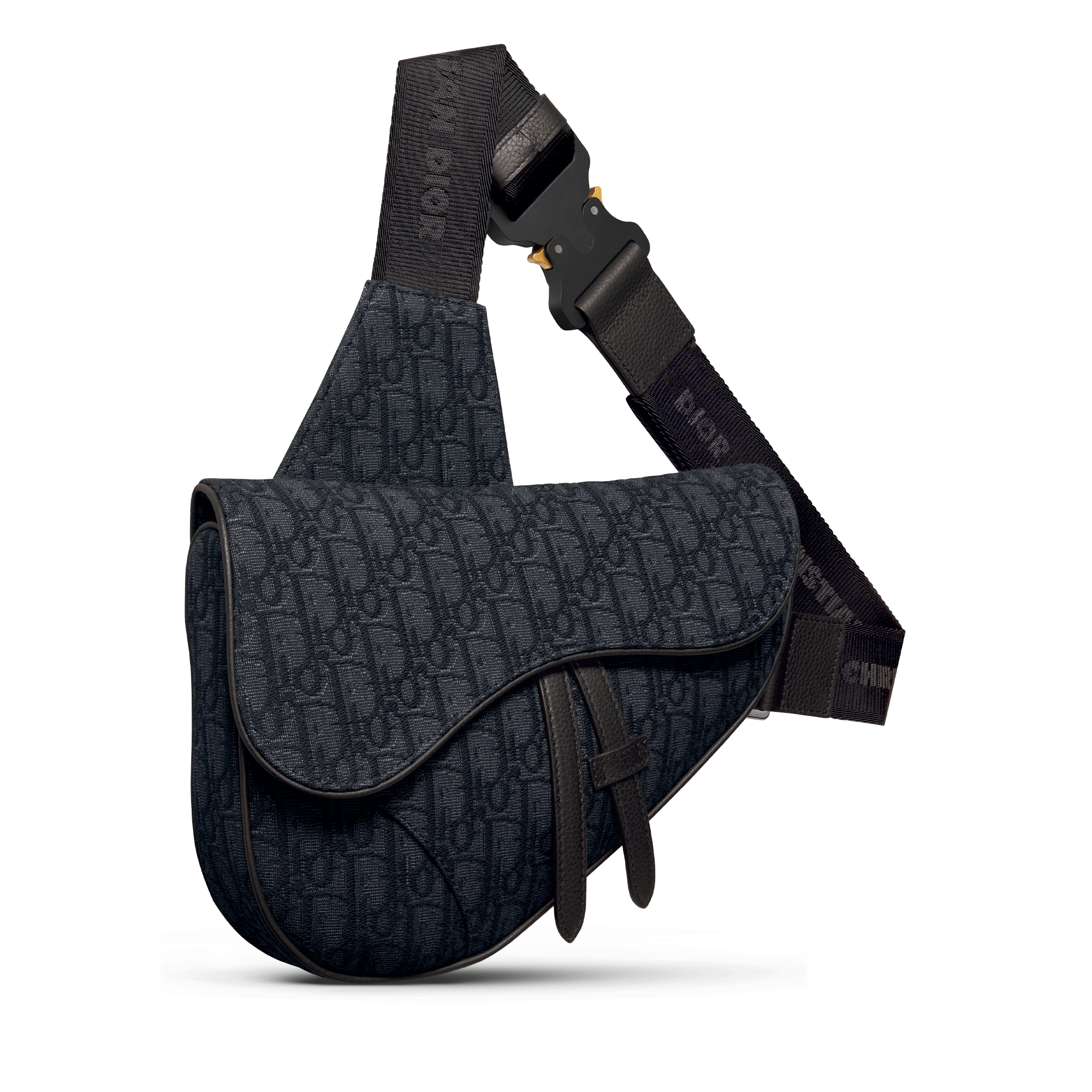 马鞍包 黑色 Oblique 印花面料 E03