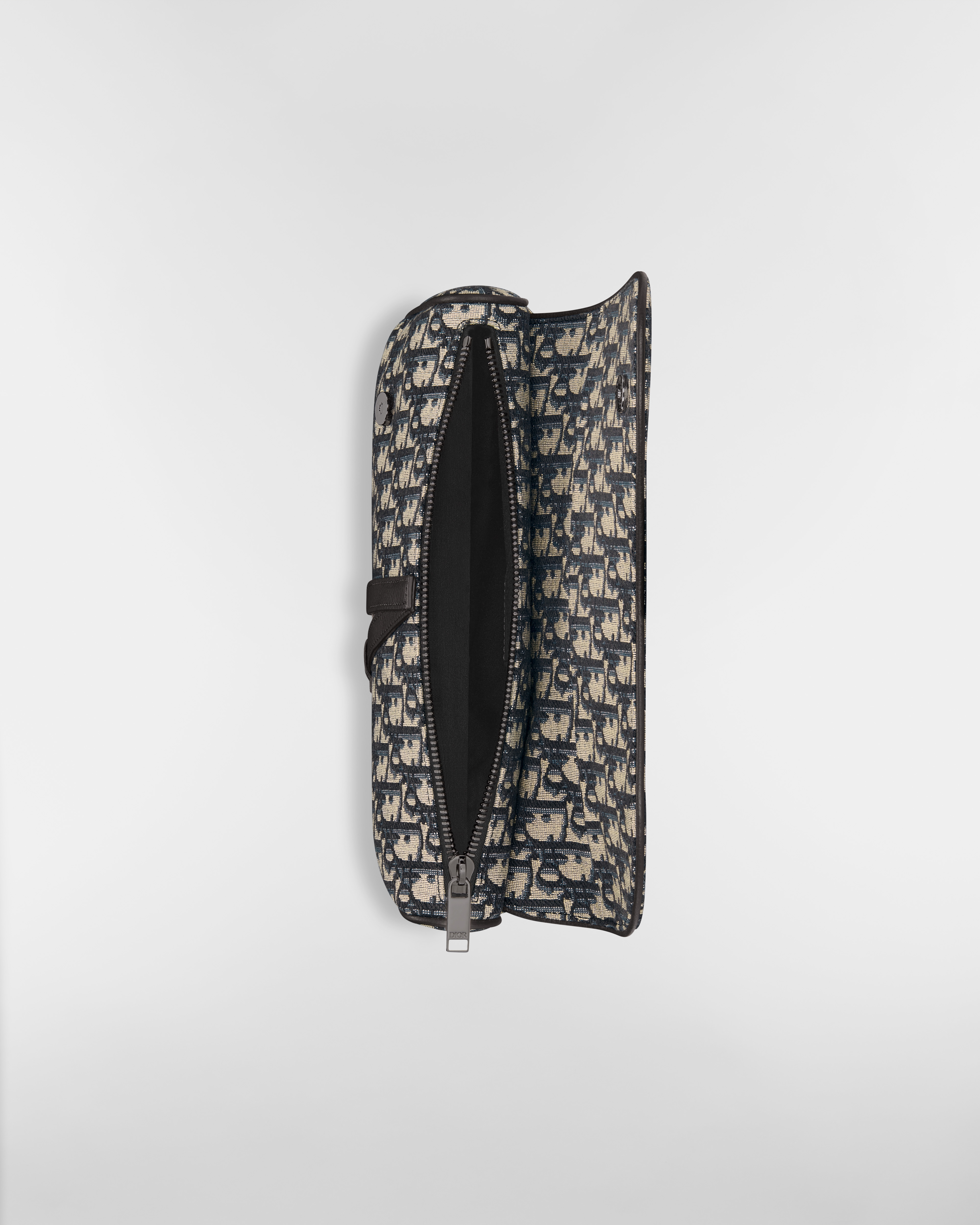 马鞍包 米色和黑色 Oblique 印花面料 E06