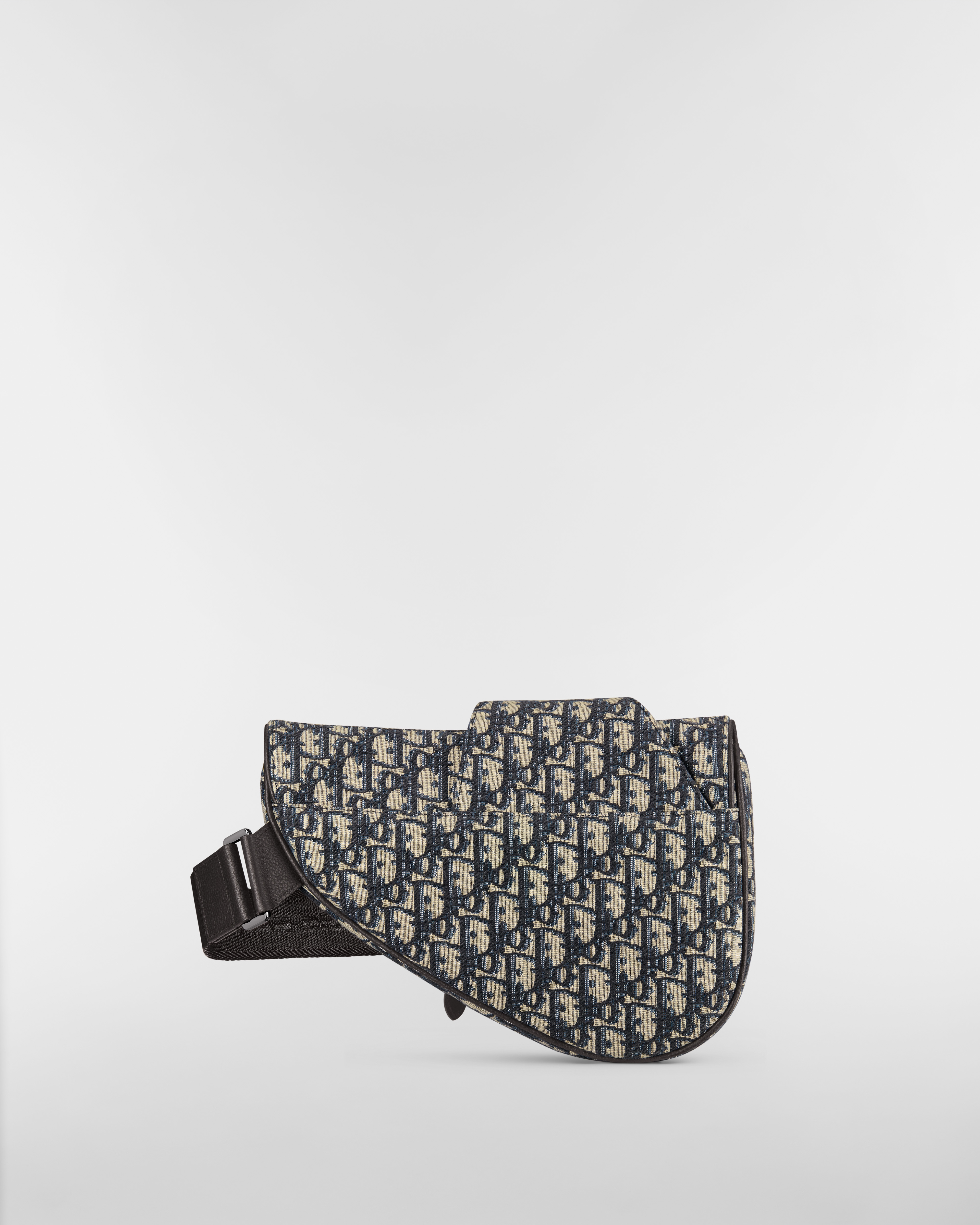 马鞍包 米色和黑色 Oblique 印花面料 E08