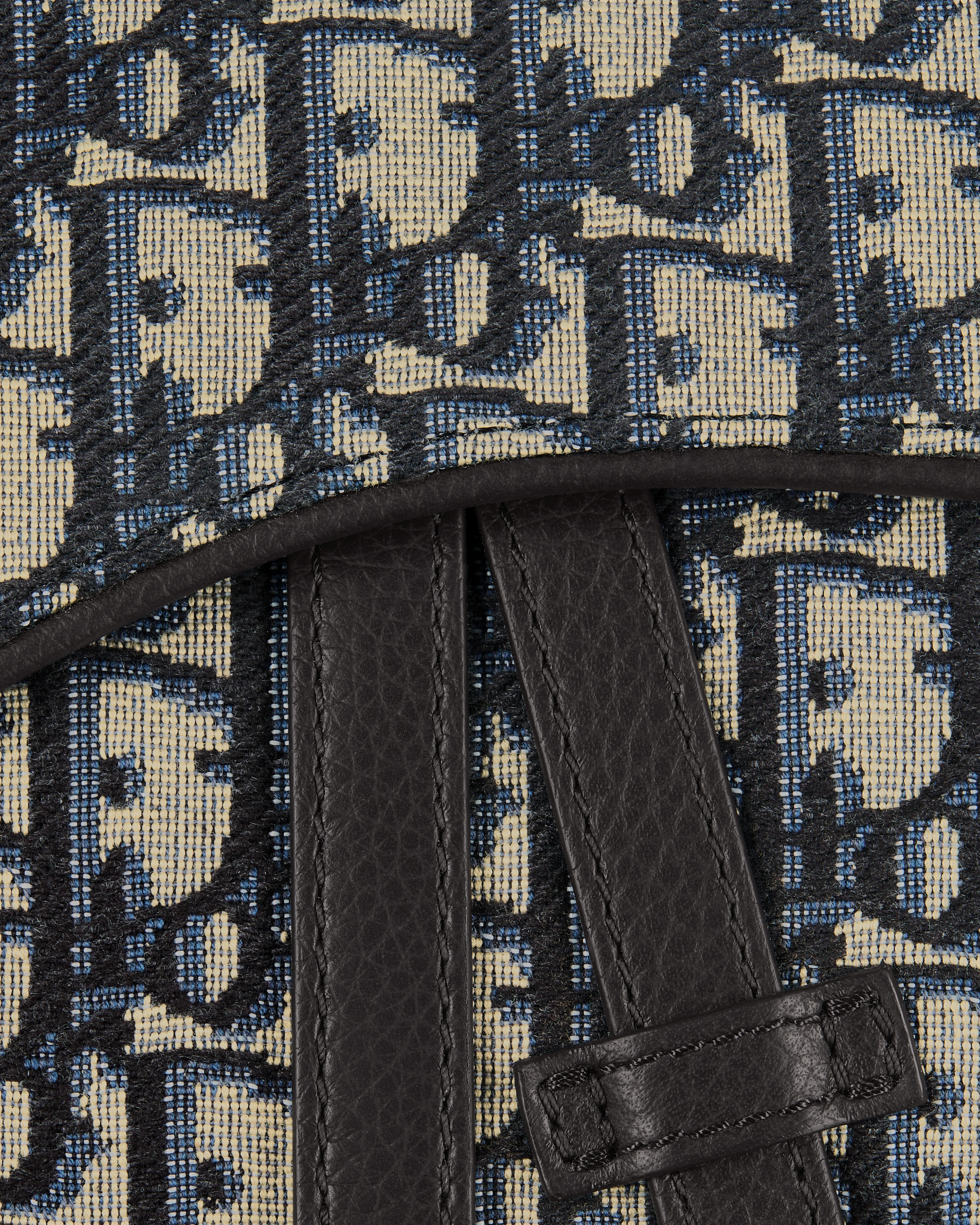 马鞍包 米色和黑色 Oblique 印花面料 E09