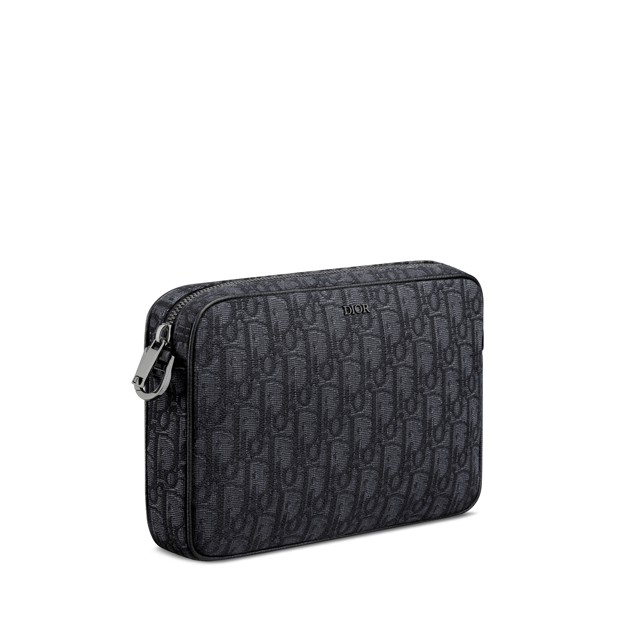 马鞍三件套手袋 黑色 Oblique 印花面料 E03