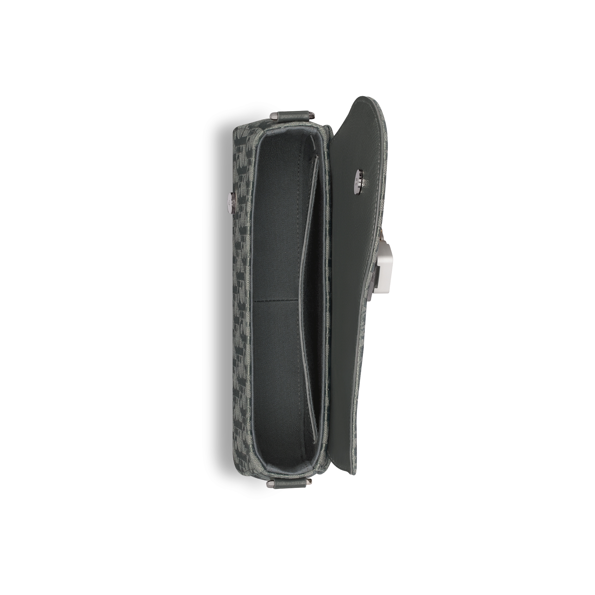 马鞍信使包 煤灰色 Oblique 印花帆布和煤灰色粒面牛皮革 E06