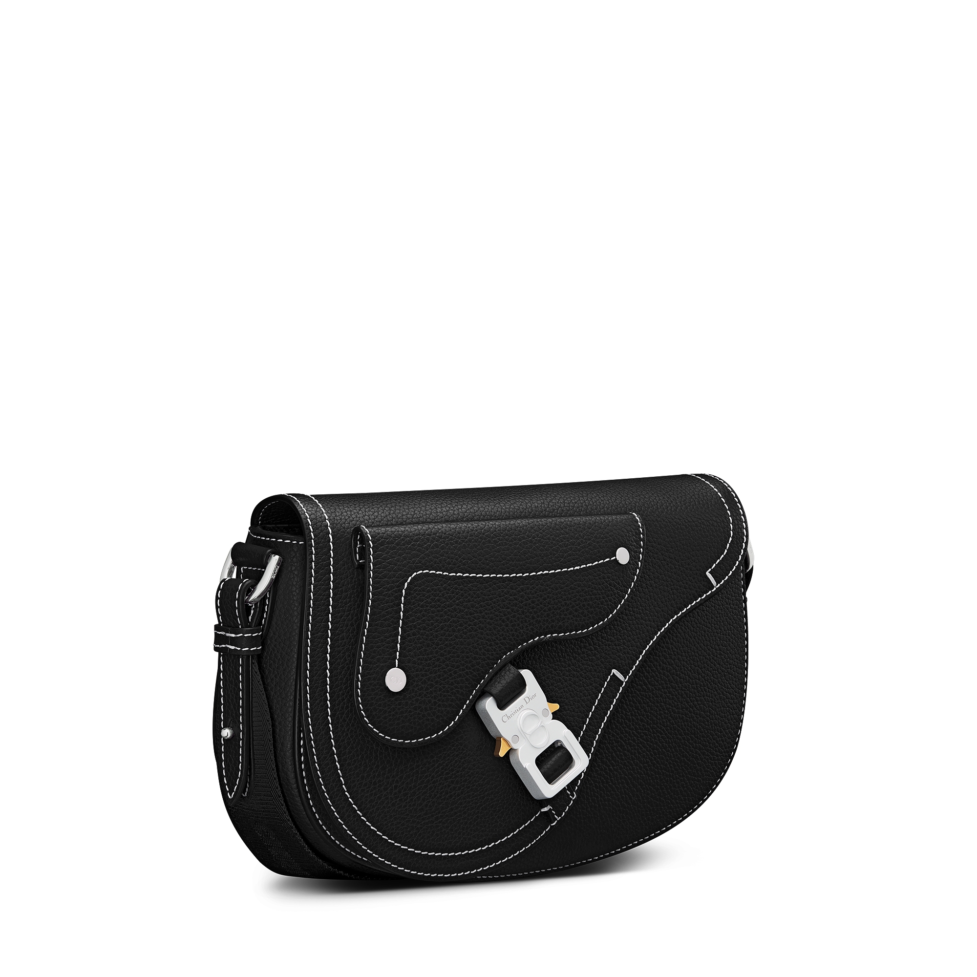 马鞍信使包 黑色粒面牛皮革 E03