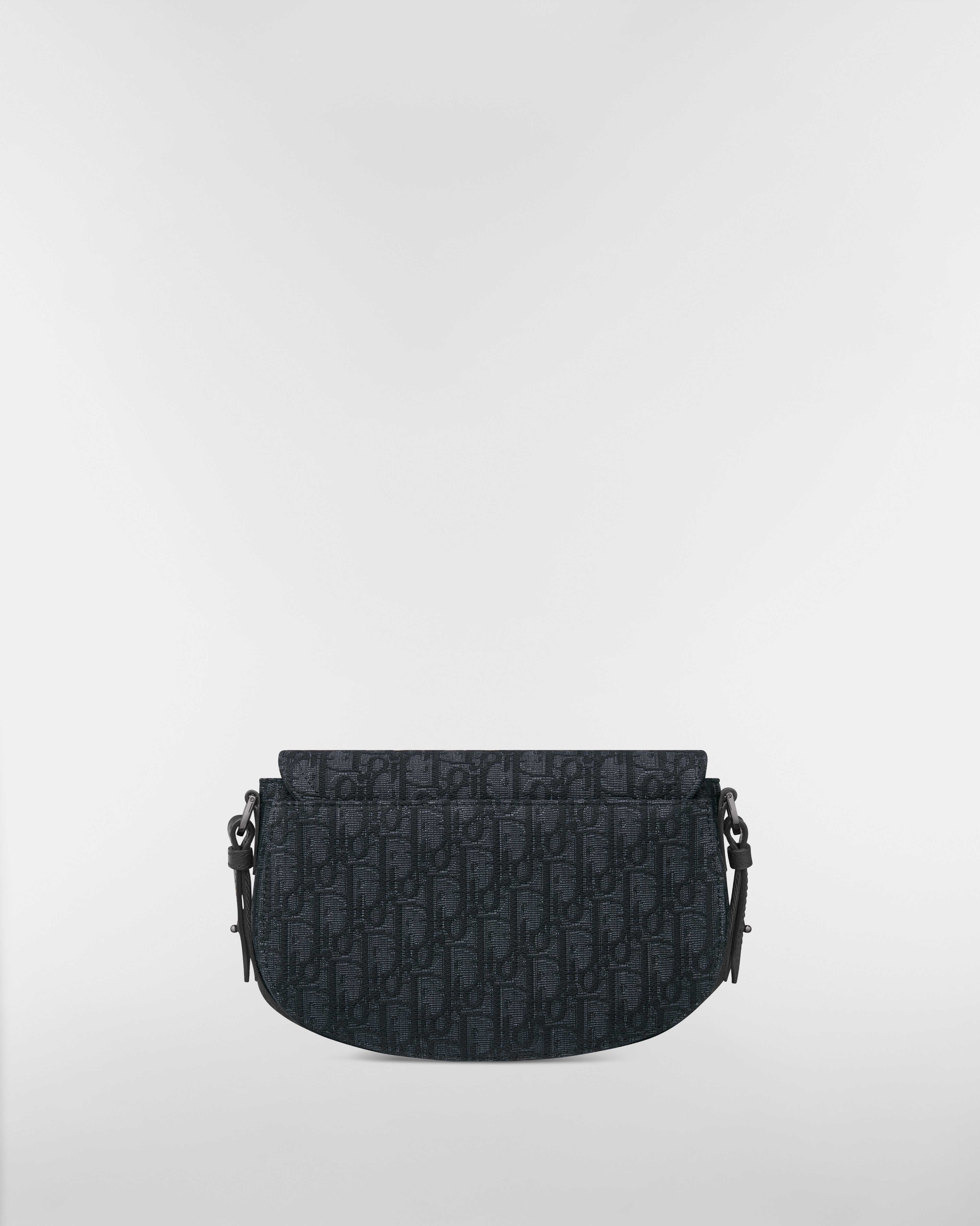 马鞍信使包 黑色 Oblique 印花面料和黑色粒面牛皮革 E08