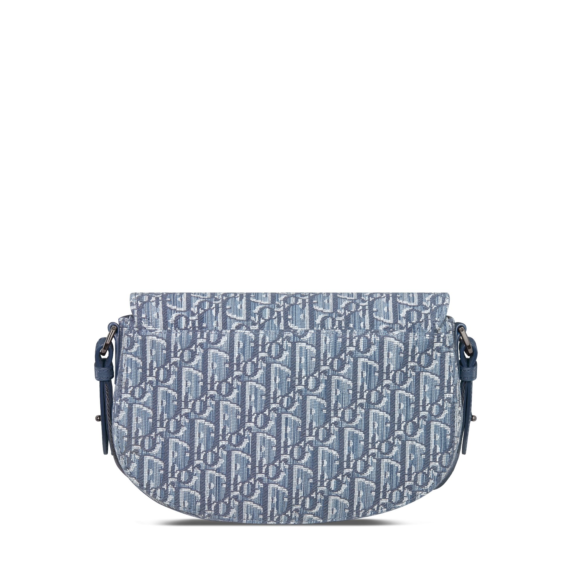 马鞍信使包 蓝色 Oblique 印花面料和蓝色粒面牛皮革 E08