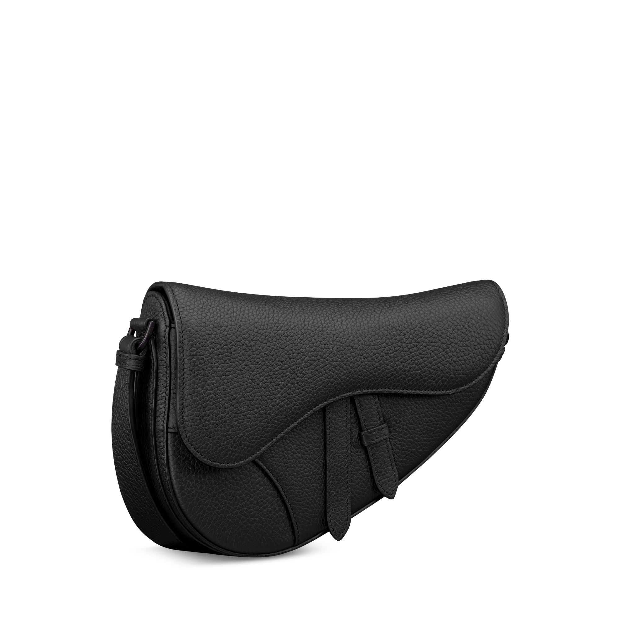 马鞍包 黑色柔软粒面牛皮革 E03