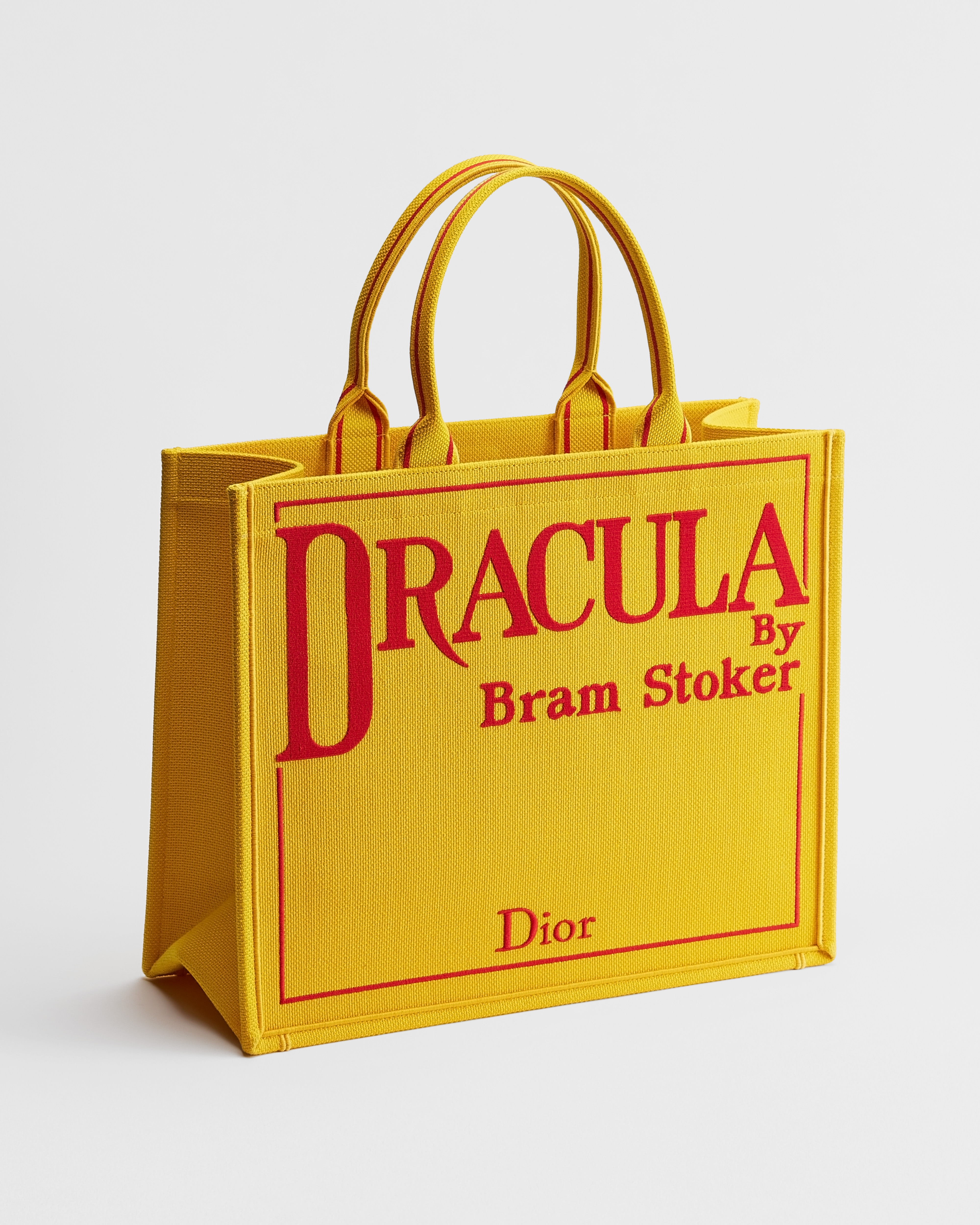 大号 Book Tote 手袋 黄色底色和红色 Book Cover 刺绣（42 x 35 x 18.5 厘米） E03