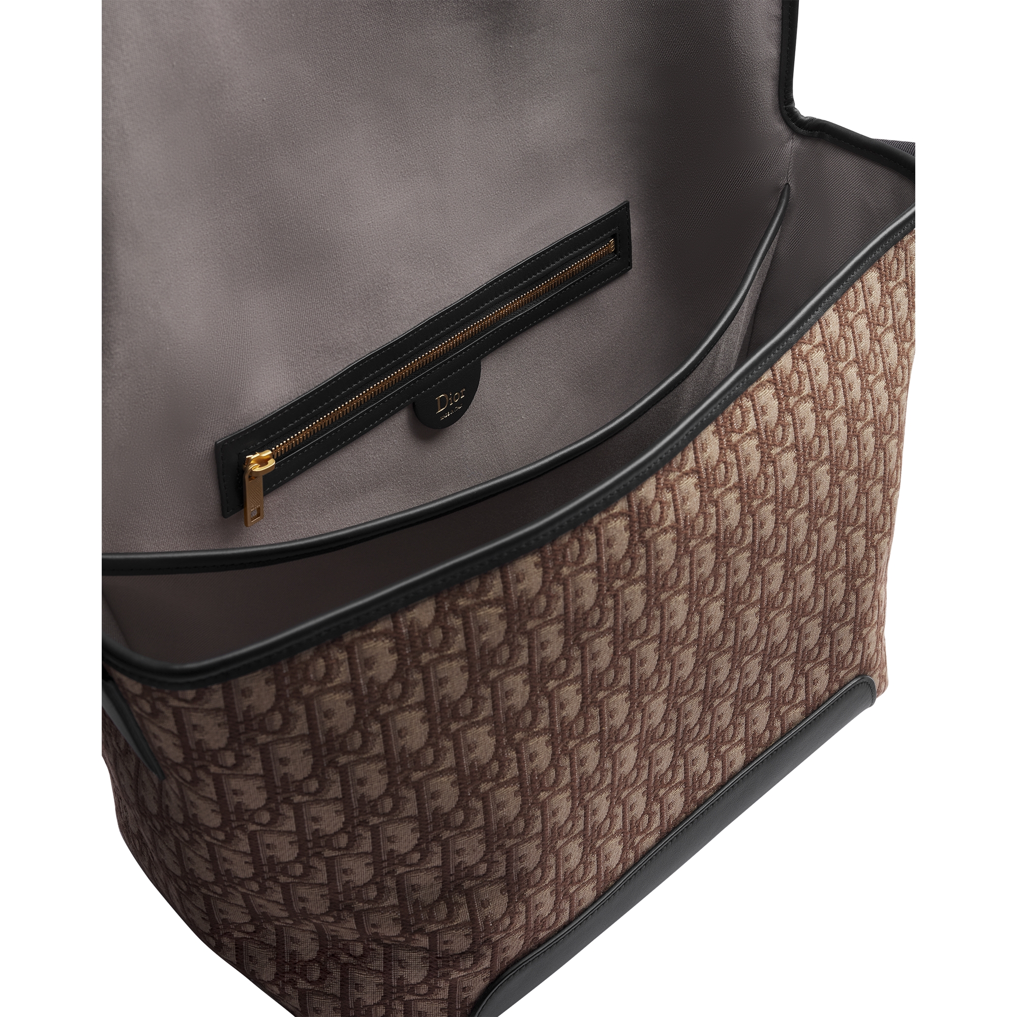 大号 Dior Jett 翻盖信使包 棕色 Oblique 印花面料 E06