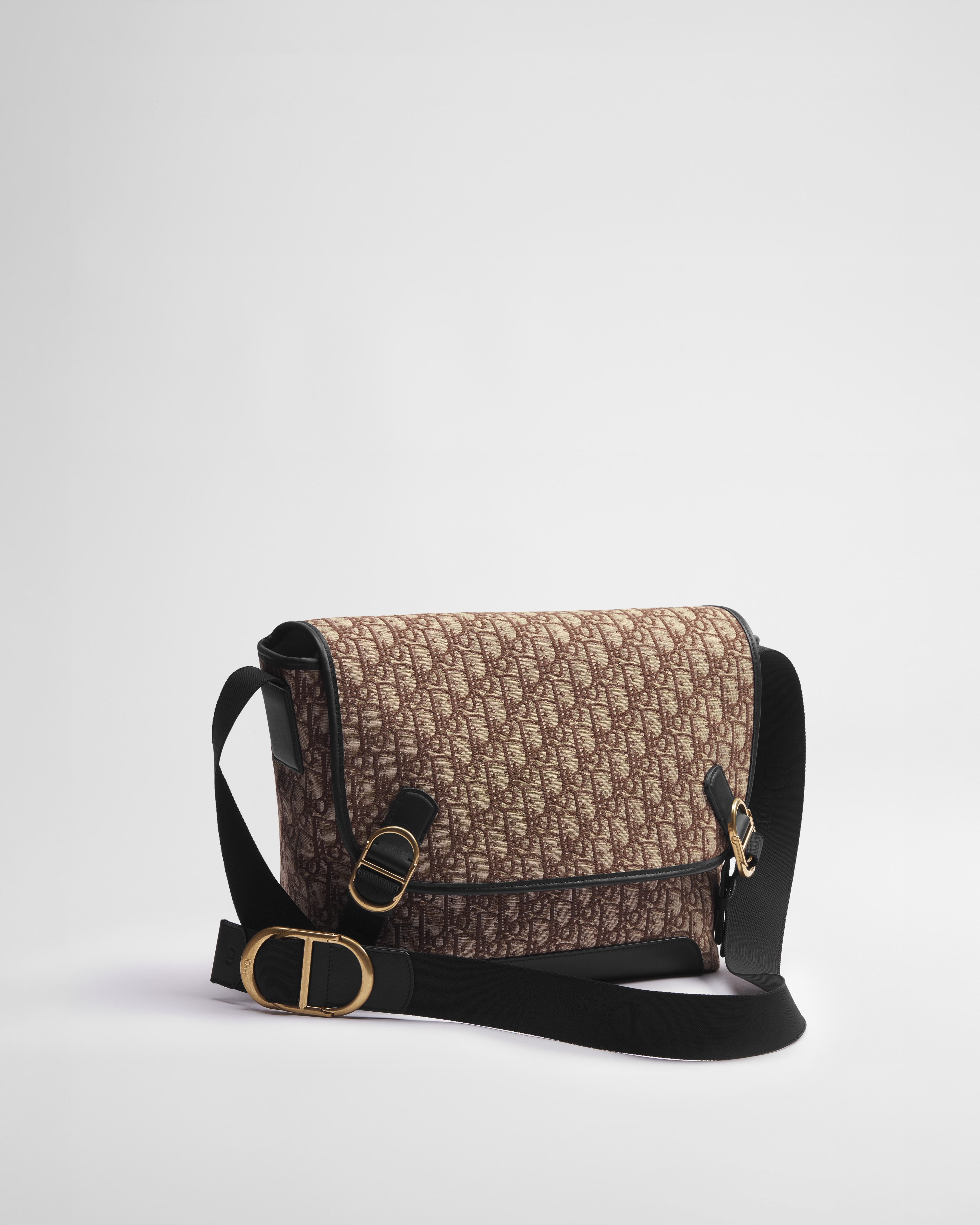 中号 Dior Jett 翻盖信使包 棕色 Oblique 印花面料 E03