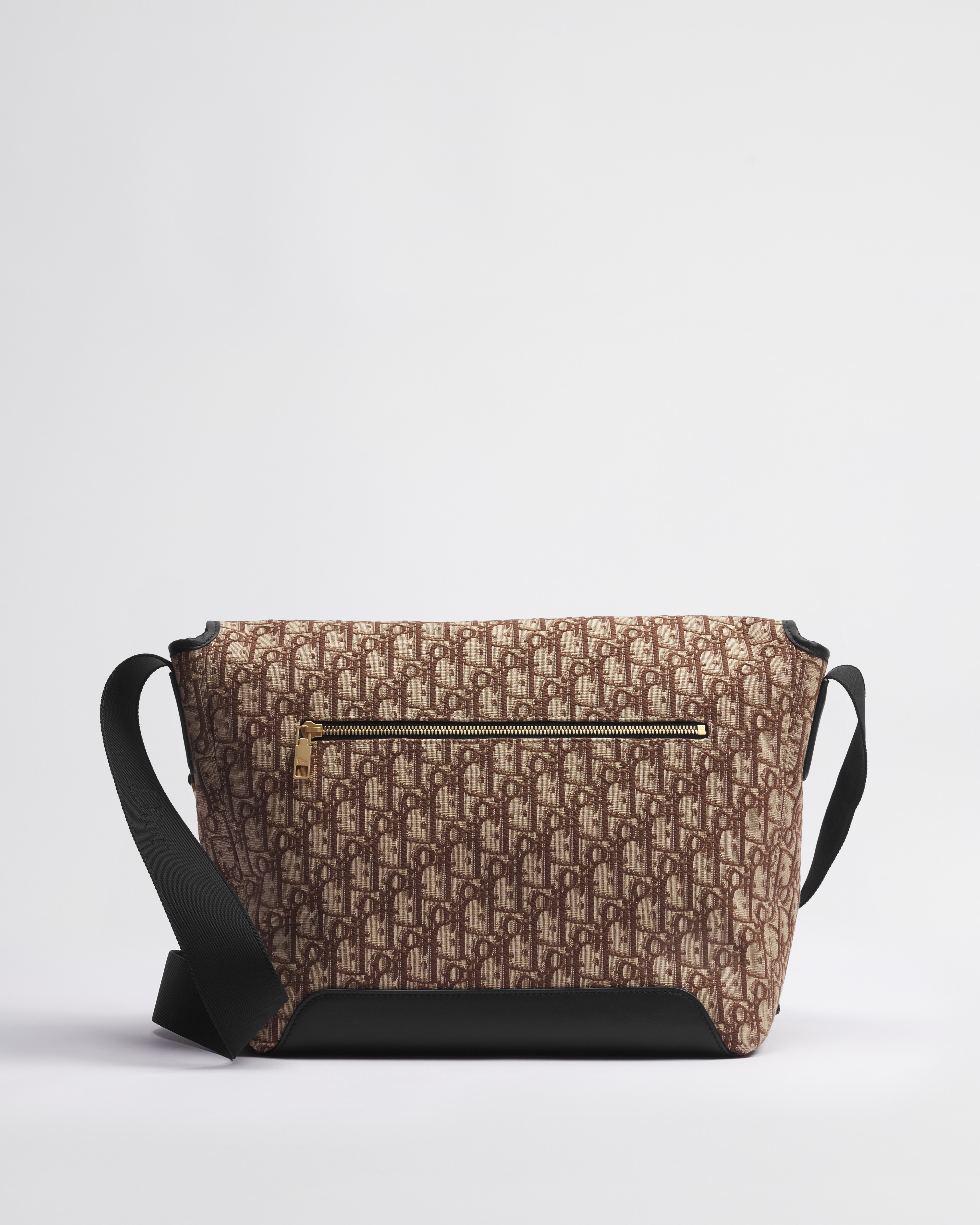 中号 Dior Jett 翻盖信使包 棕色 Oblique 印花面料 E08