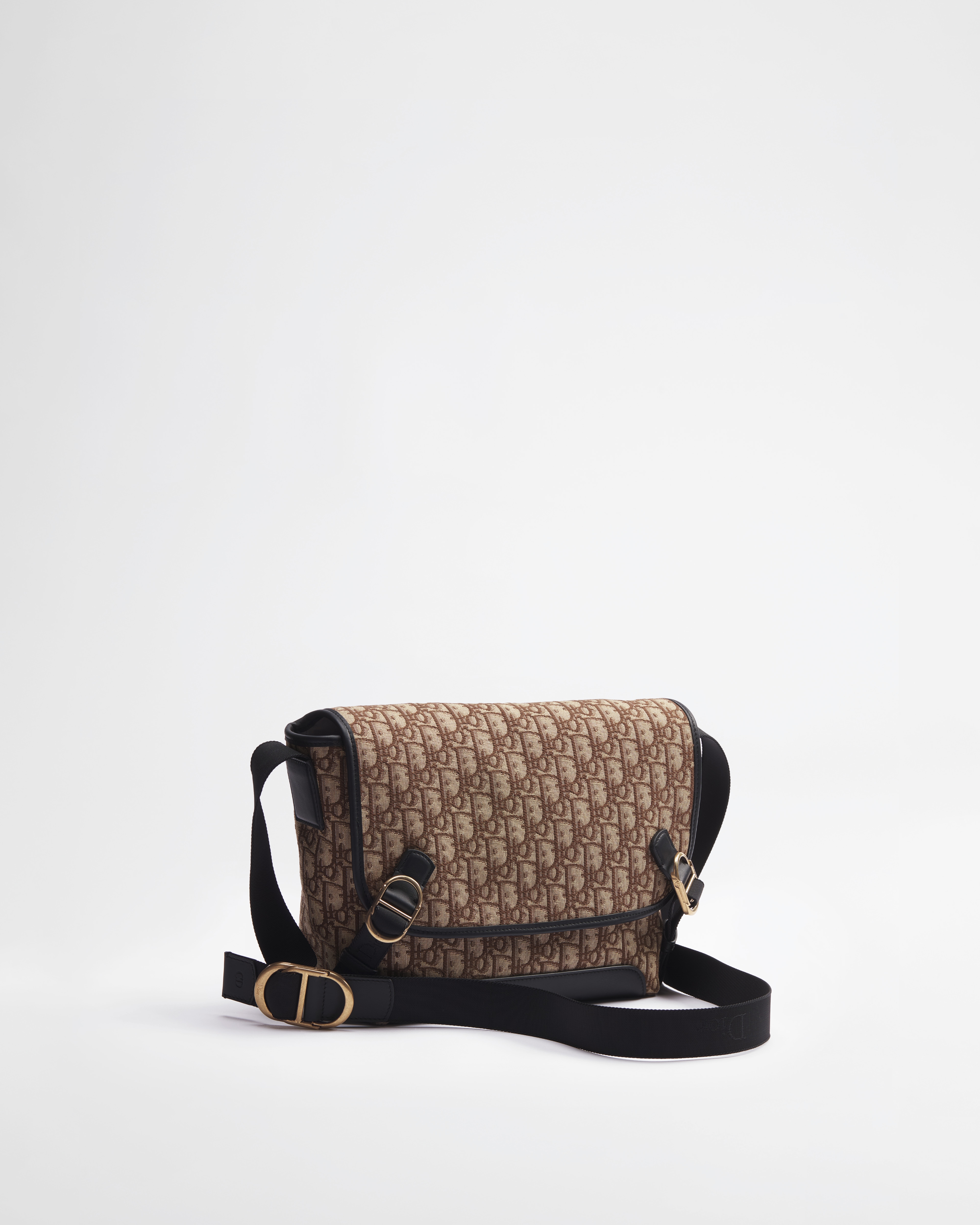 小号 Dior Jett 翻盖信使包 棕色 Oblique 印花面料 E03