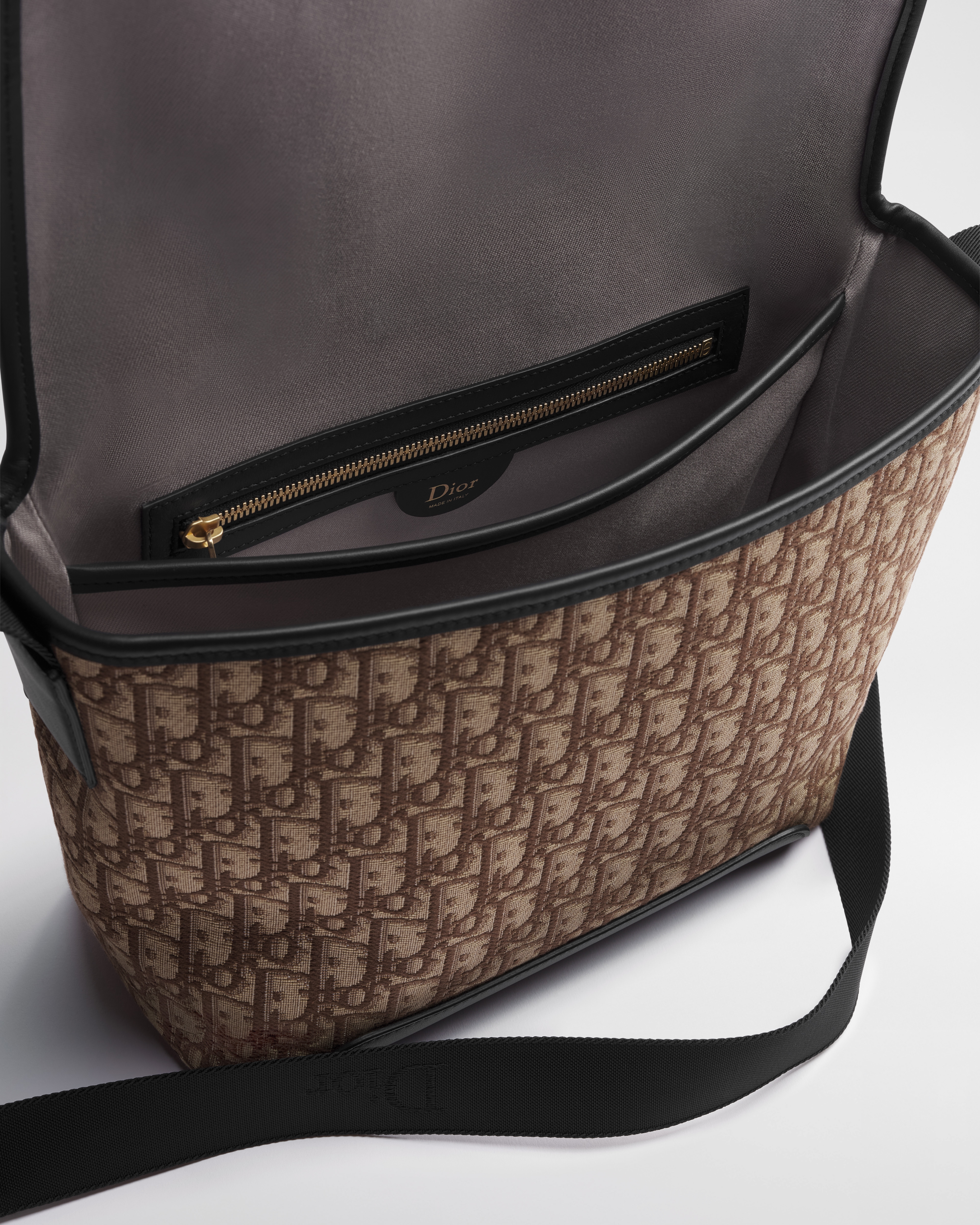 小号 Dior Jett 翻盖信使包 棕色 Oblique 印花面料 E06