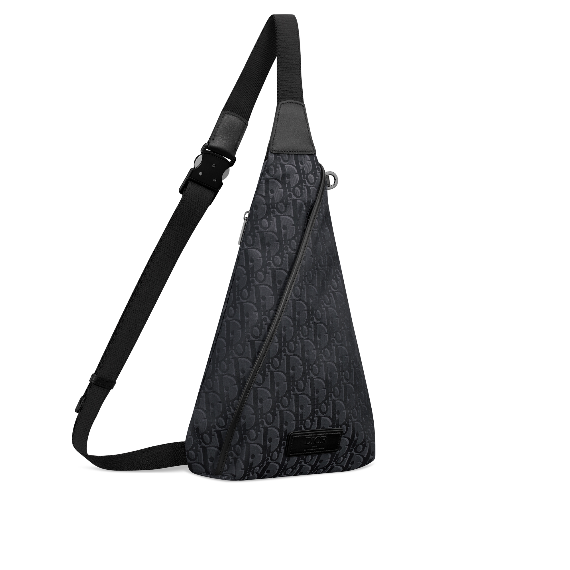 Dior Trek 拉链单肩包 黑色 Oblique 印花尼龙 E03