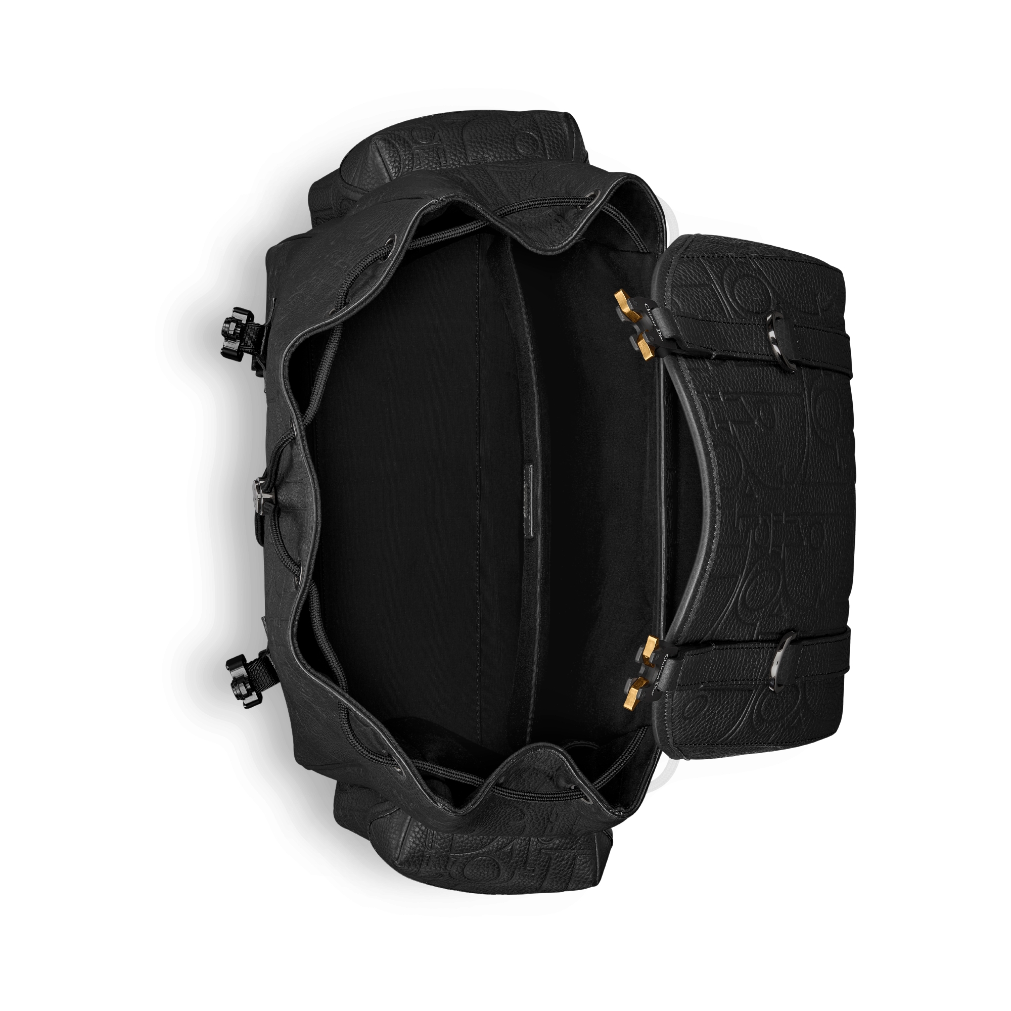 Dior Hit The Road 翻盖双肩背包 黑色 Dior Gravity 印花效果皮革和黑色粒面牛皮革 E06