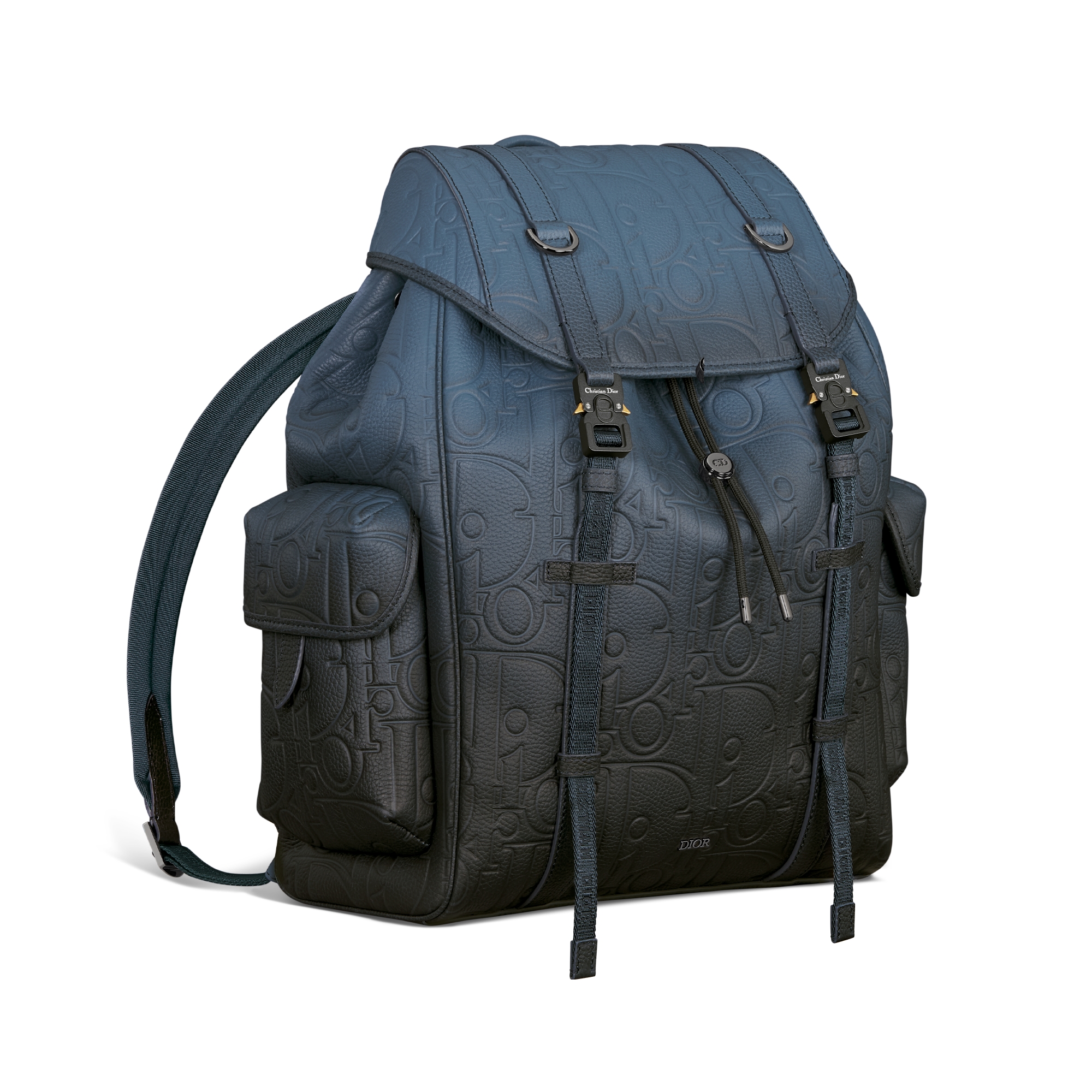 Dior Hit The Road 翻盖双肩背包 蓝黑渐变色 Dior Gravity 印花效果皮革和蓝黑渐变色粒面牛皮革 E03