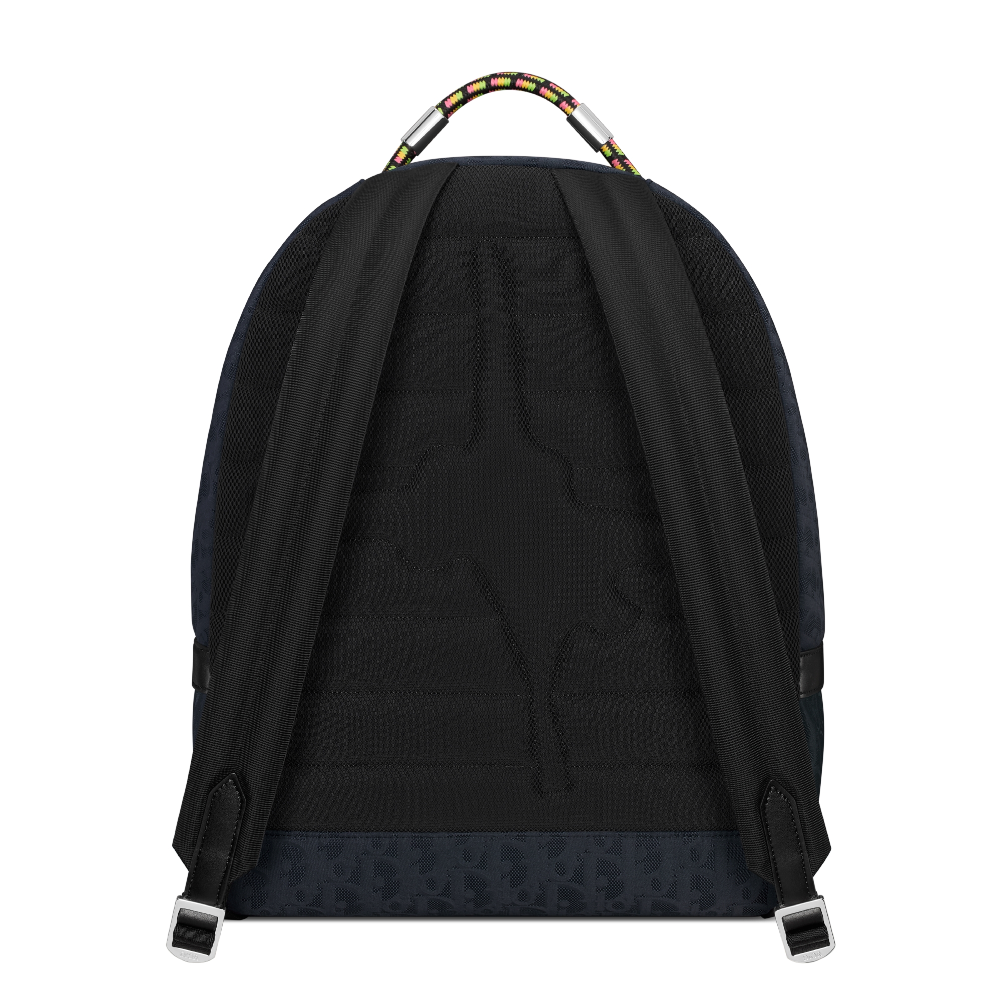 DIOR AND LEWIS HAMILTON 拉链双肩背包 黑色 Oblique 印花尼龙和黑色皮革效果科技面料 E08