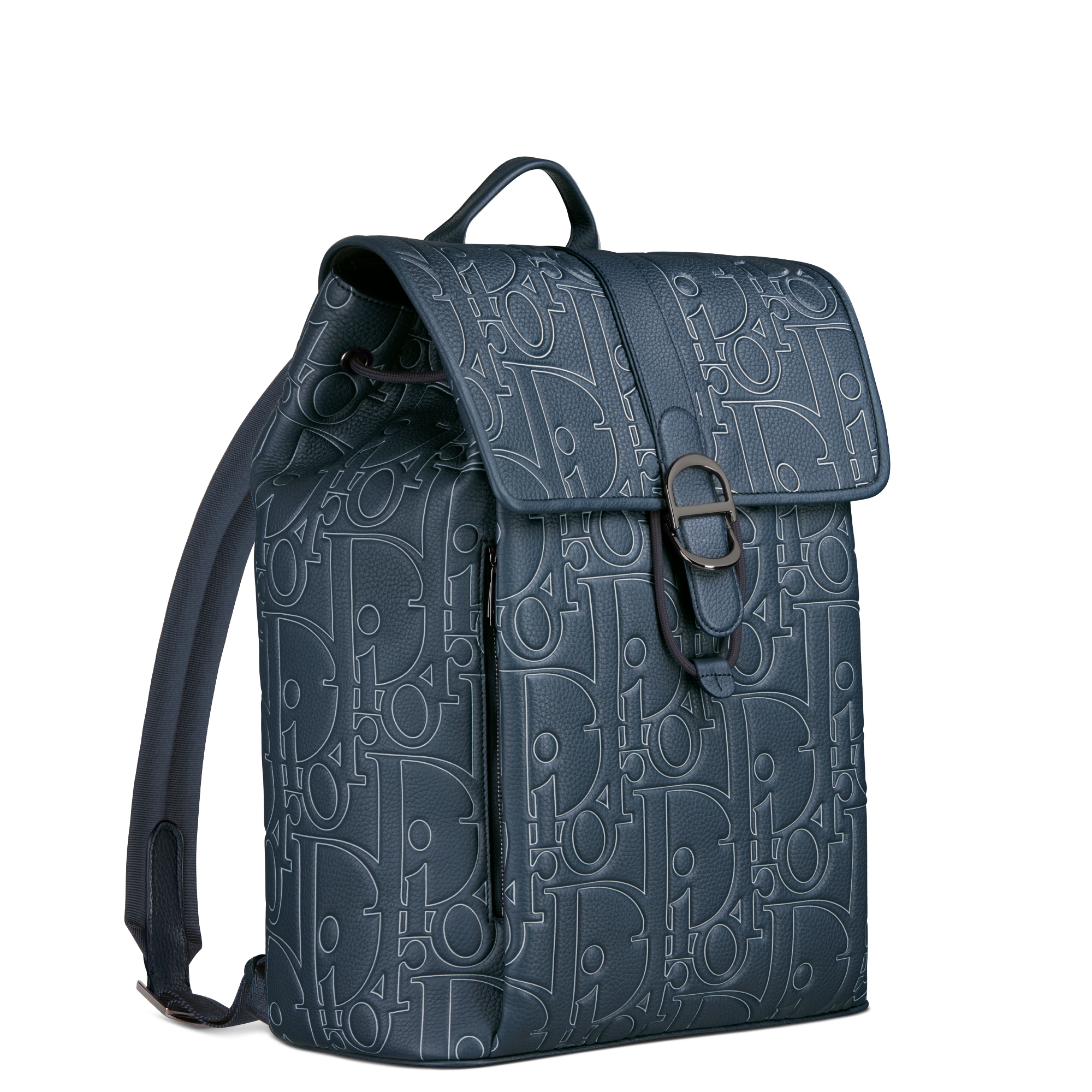 Dior Daily 翻盖双肩背包 海军蓝色 Dior Gravity Outline 皮革和海军蓝色粒面牛皮革 E03