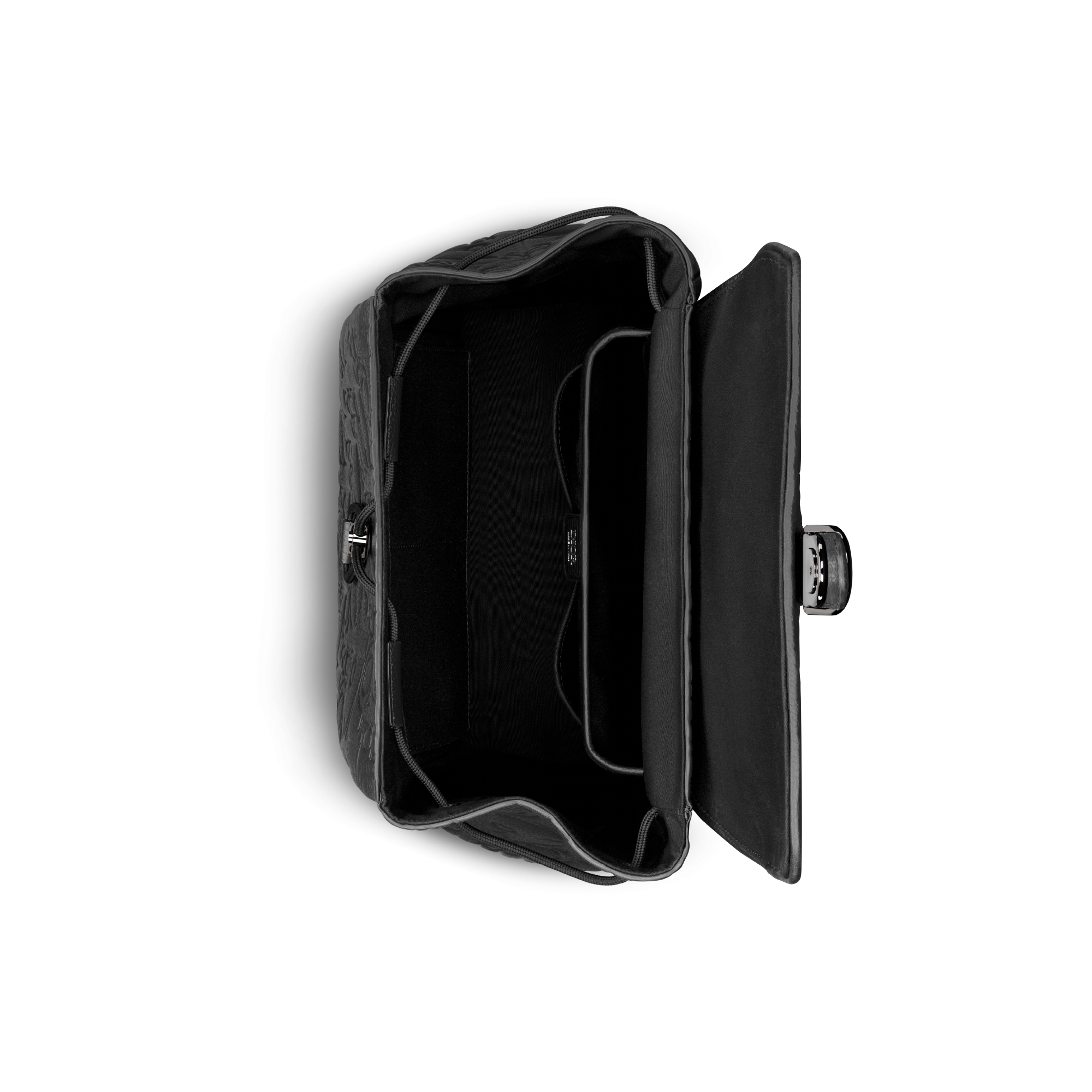 Dior Daily 翻盖双肩背包 黑色 Dior Gravity 印花效果皮革和黑色粒面牛皮革 E06