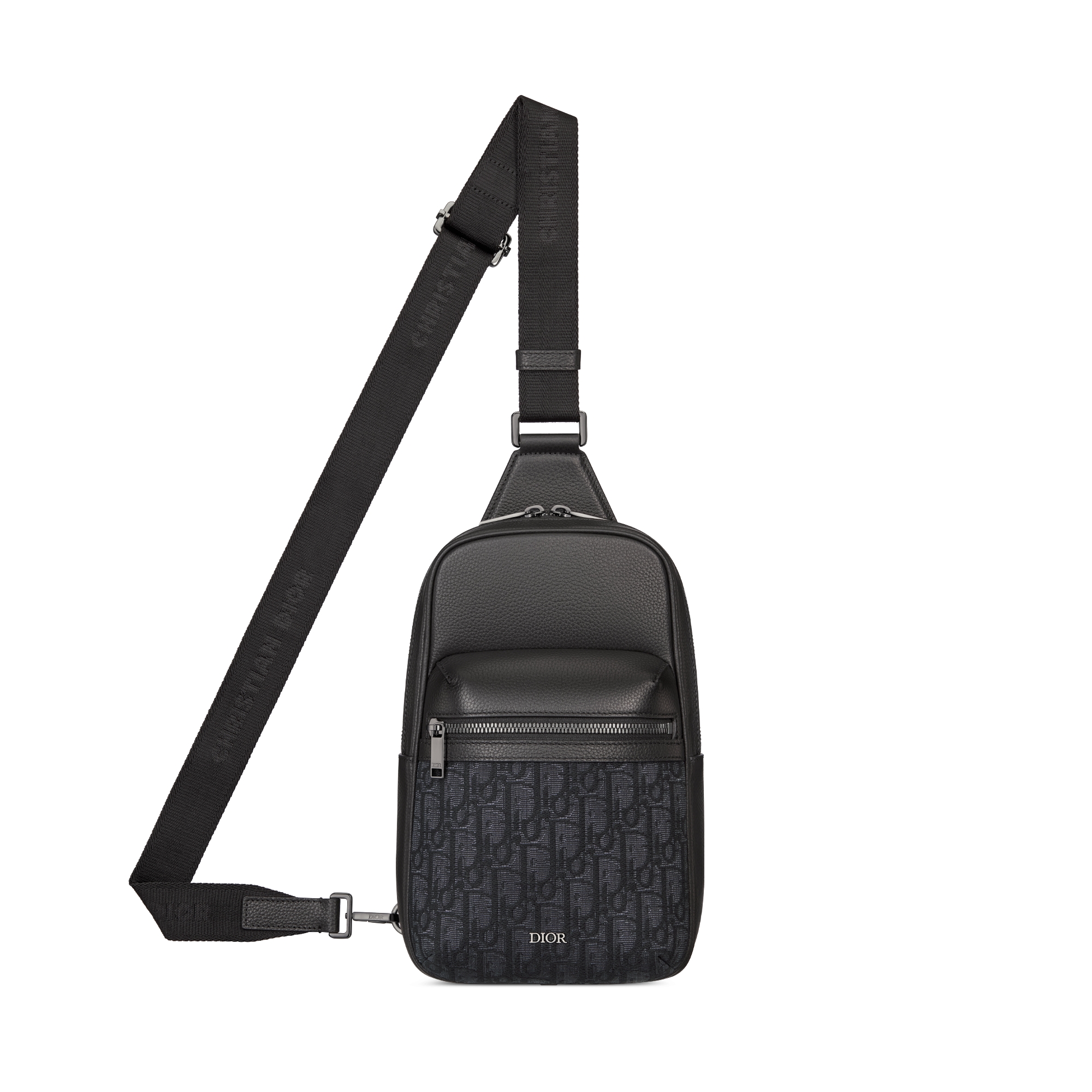 Rider 2.0 单肩包 黑色 Oblique 印花面料和黑色粒面牛皮革 E07