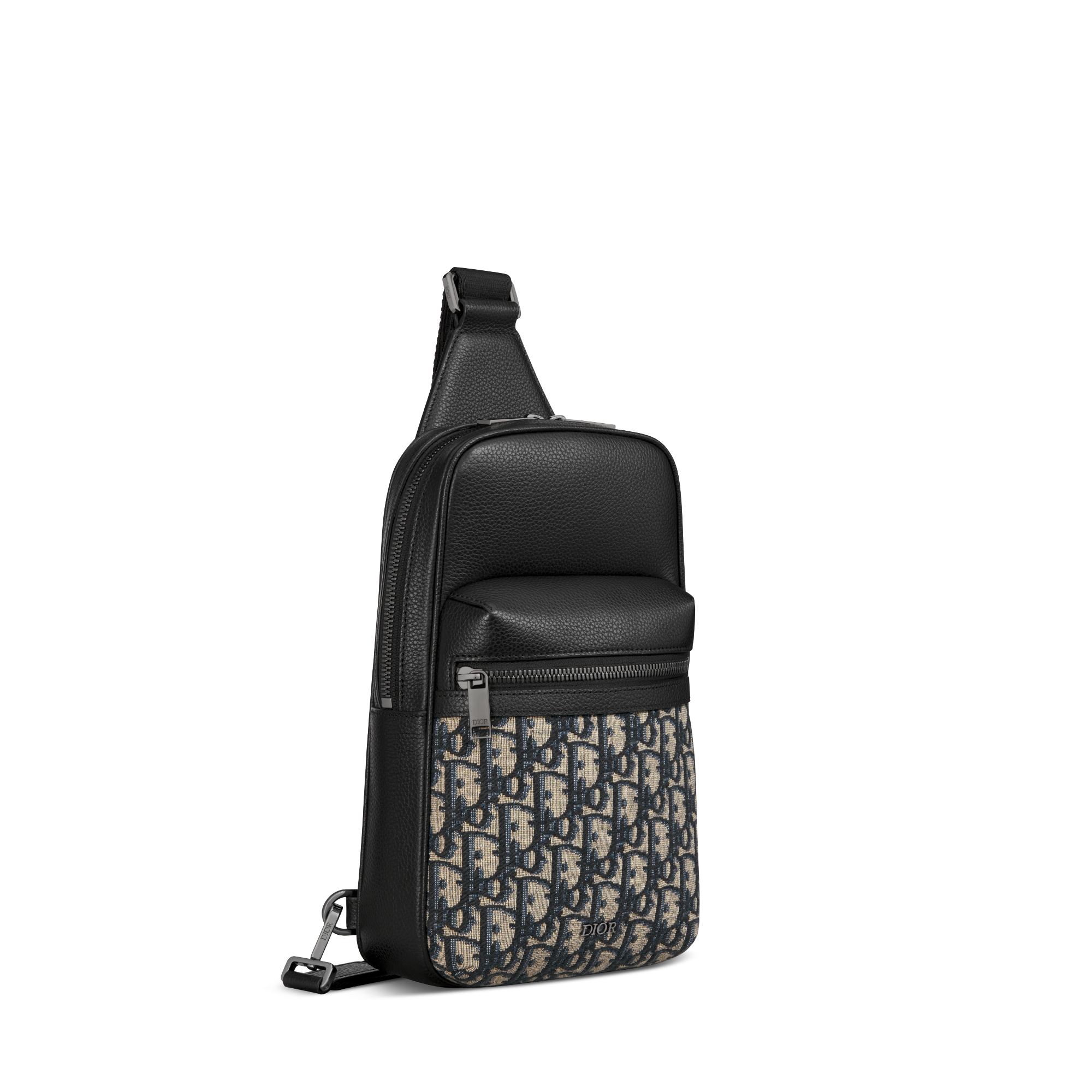 Rider 2.0 单肩包 米色和黑色 Oblique 印花面料和黑色粒面牛皮革 E03