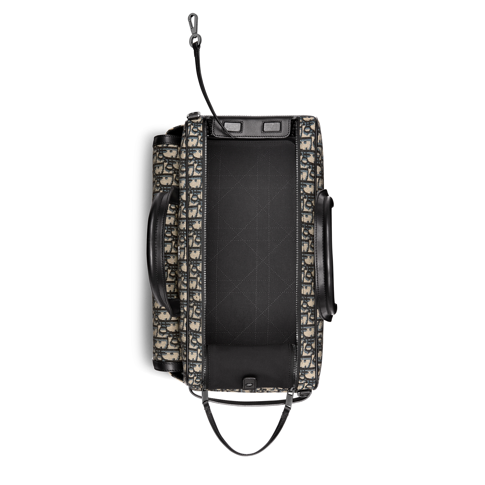 Dior Hit the Road 宠物包 米色和黑色 Oblique 印花面料和黑色光滑牛皮革 E06