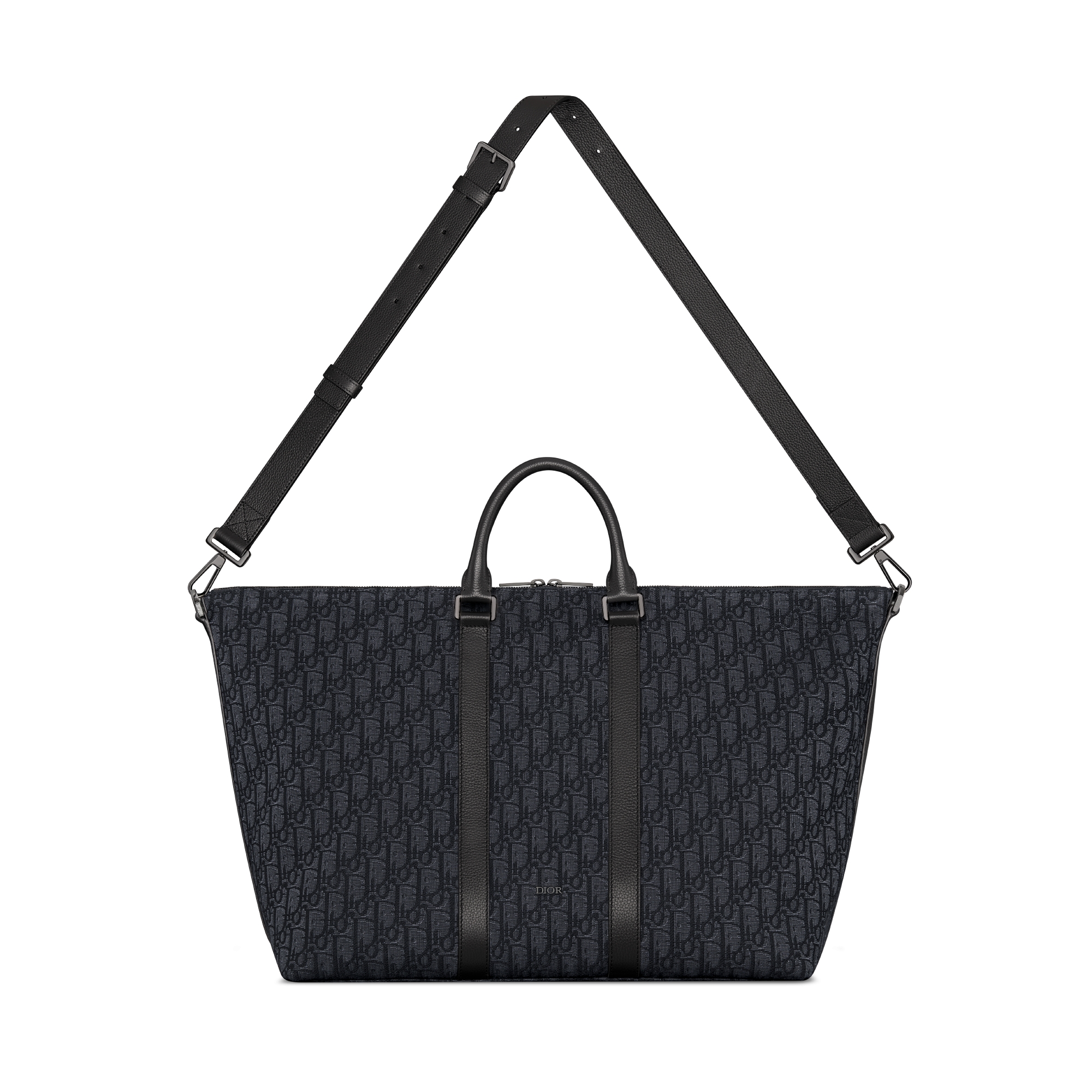 Weekender 40 手袋 黑色 Oblique 印花面料和黑色粒面牛皮革 E07