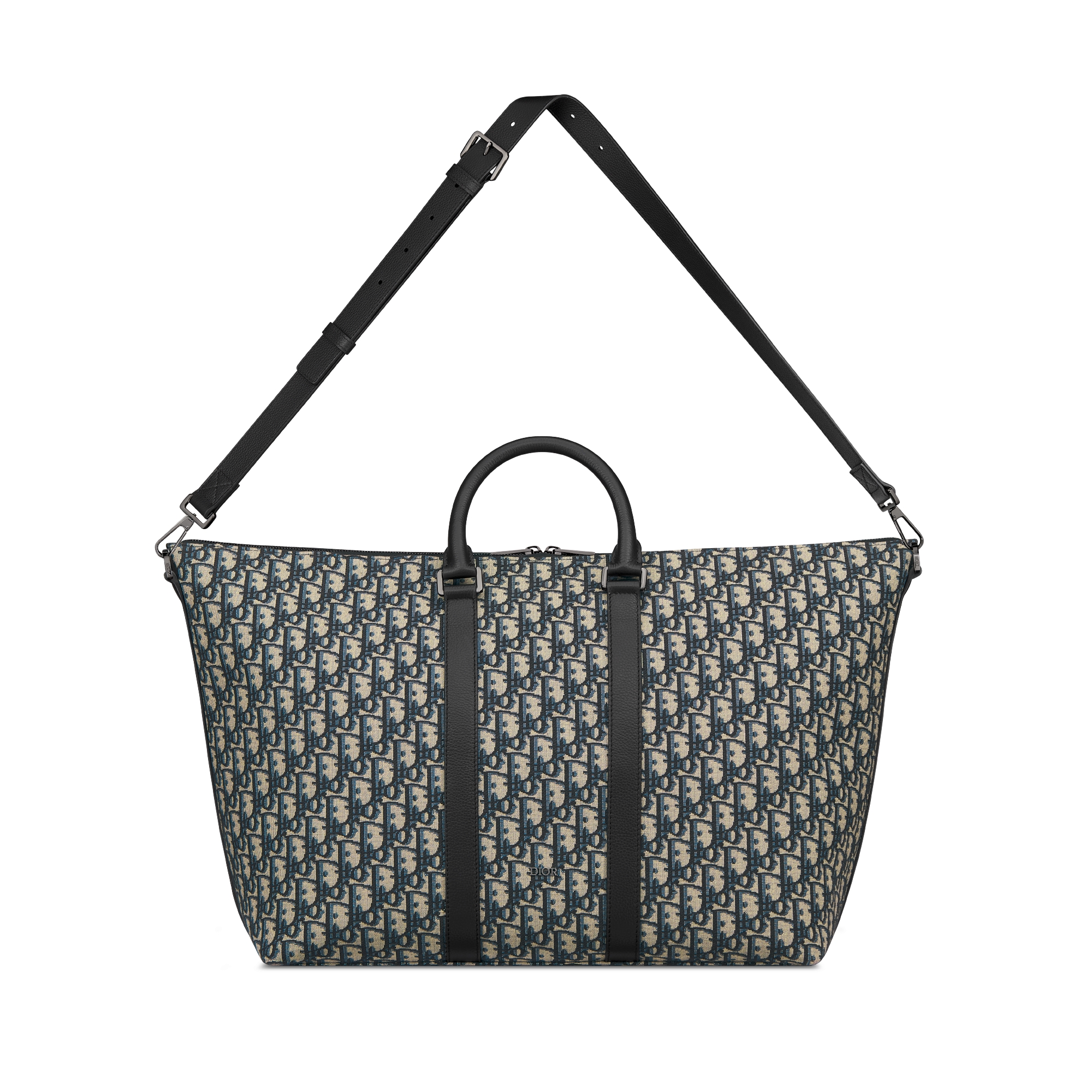 Weekender 40 手袋 米色和黑色 Oblique 印花面料和黑色粒面牛皮革 E07