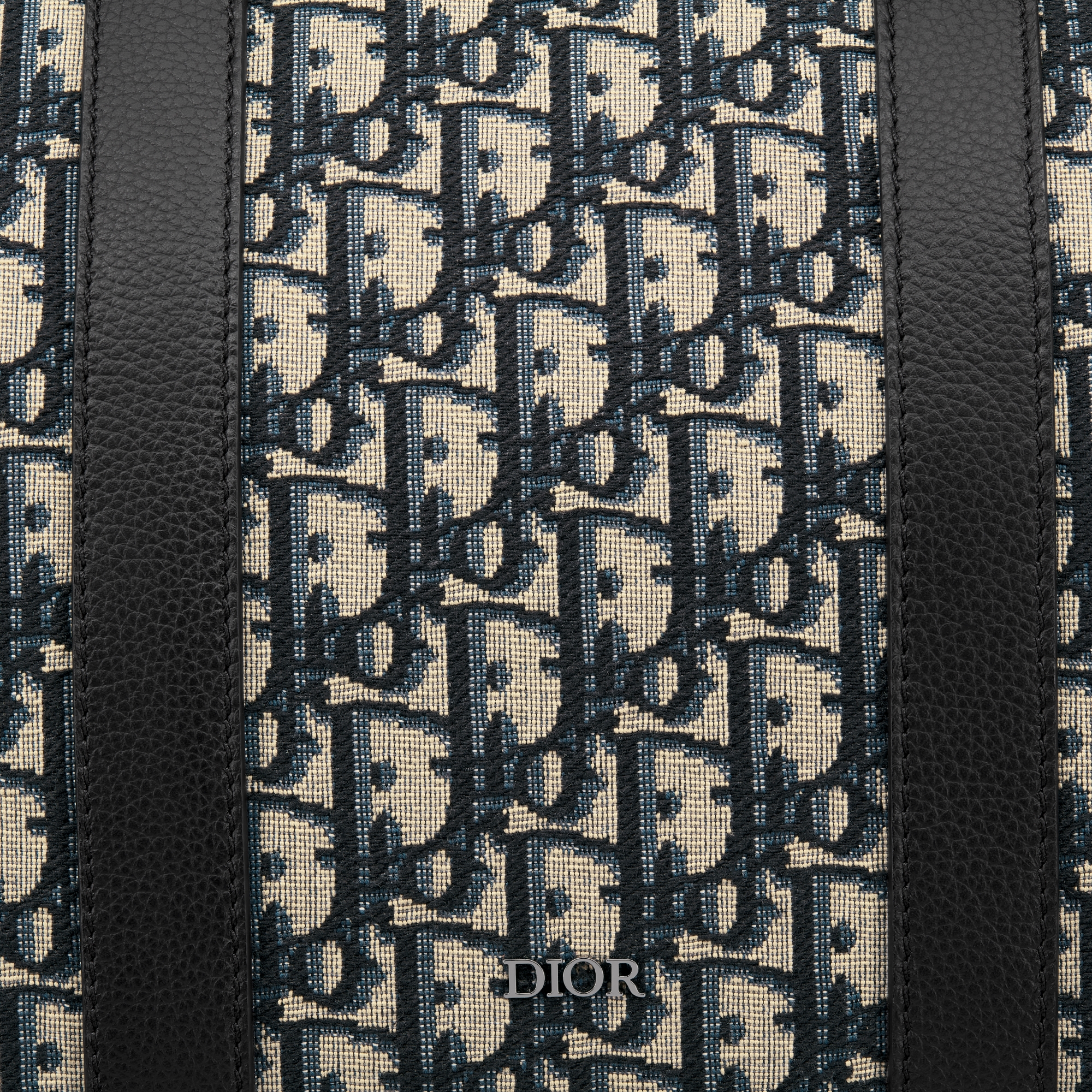 Weekender 40 手袋 米色和黑色 Oblique 印花面料和黑色粒面牛皮革 E09