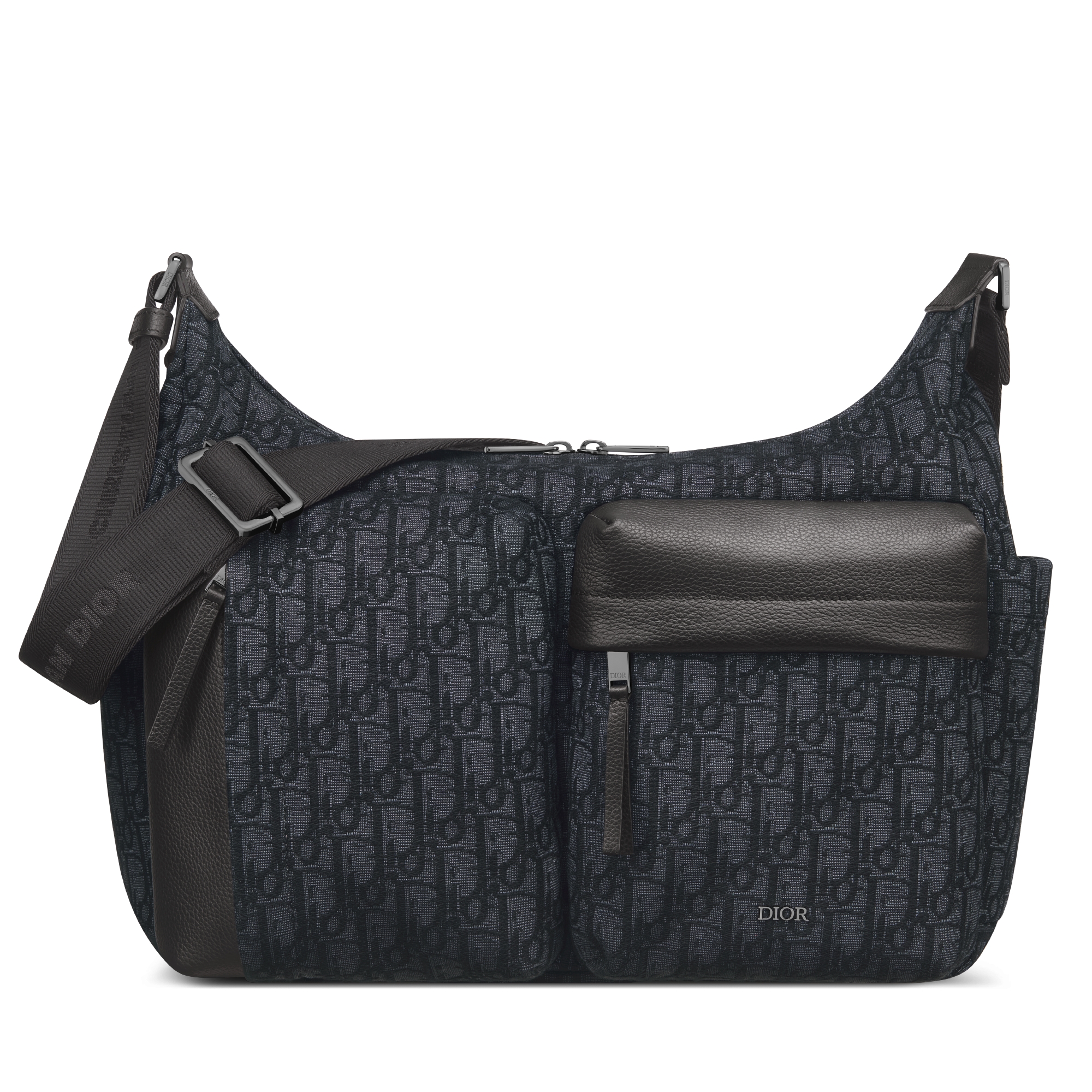 中号 Rider Soft 水饺包 黑色 Oblique 印花面料和黑色粒面牛皮革 E01