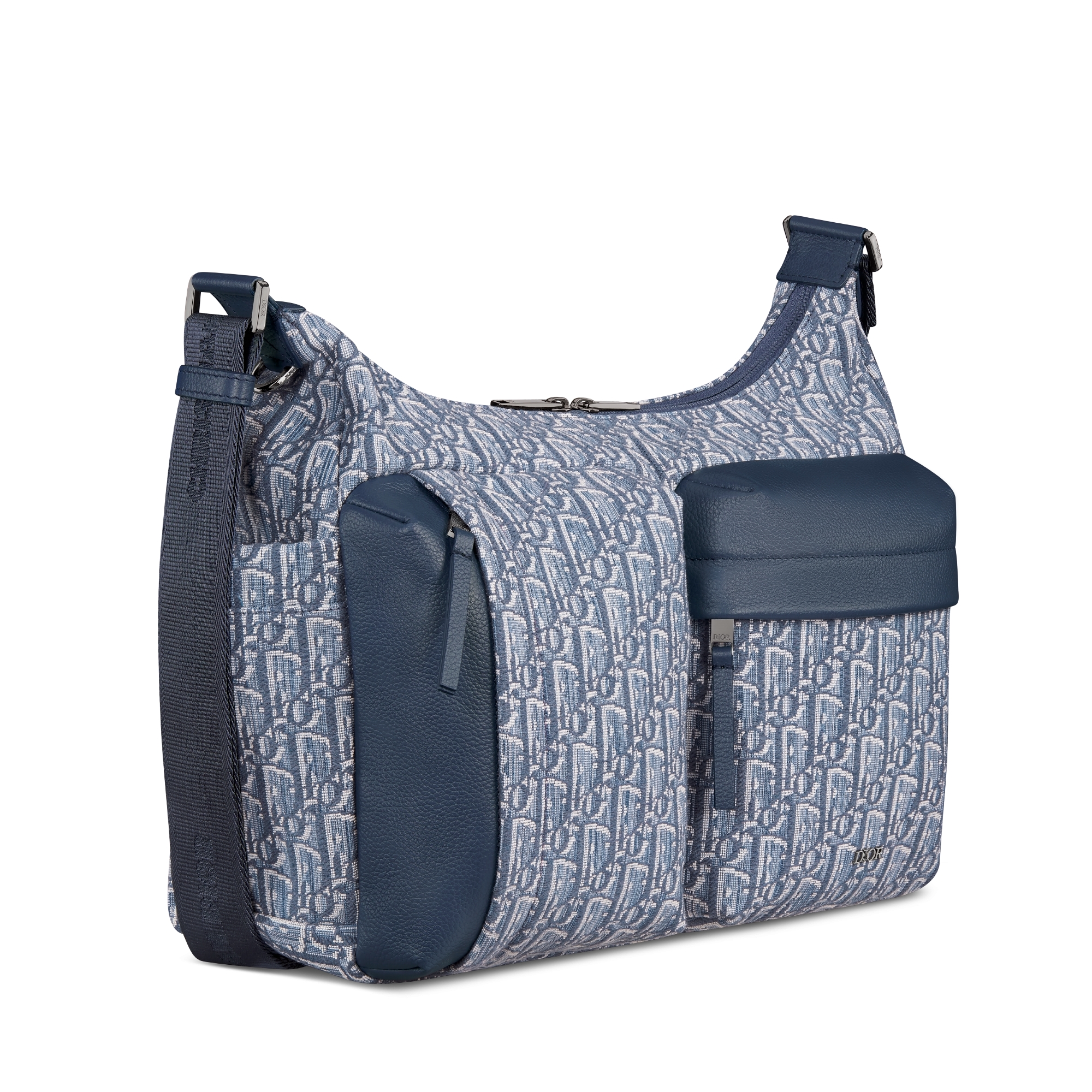 中号 Rider Soft 水饺包 蓝色 Oblique 印花面料和蓝色粒面牛皮革 E03