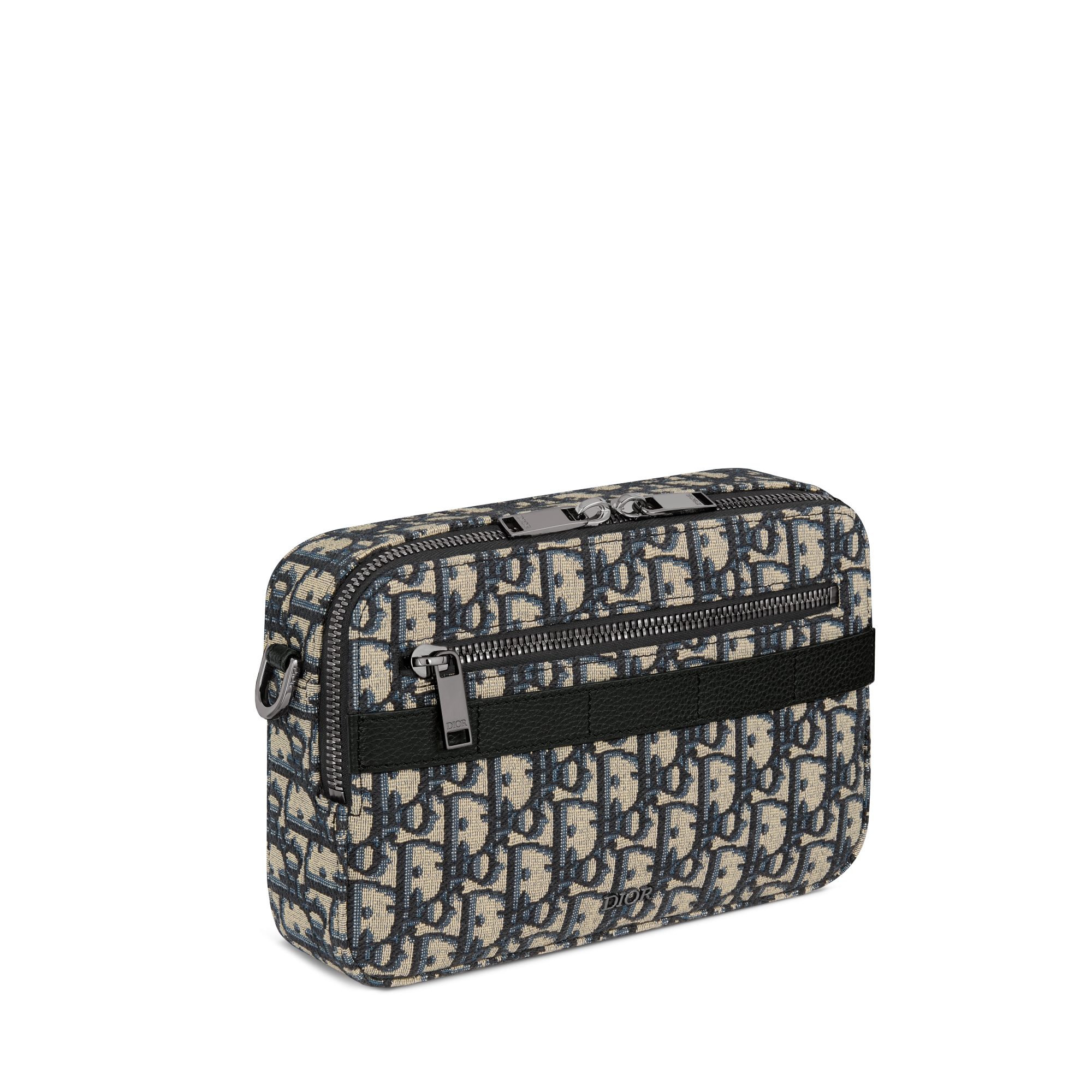 Safari 手袋（附肩带） 米色和黑色 Oblique 印花面料 E03