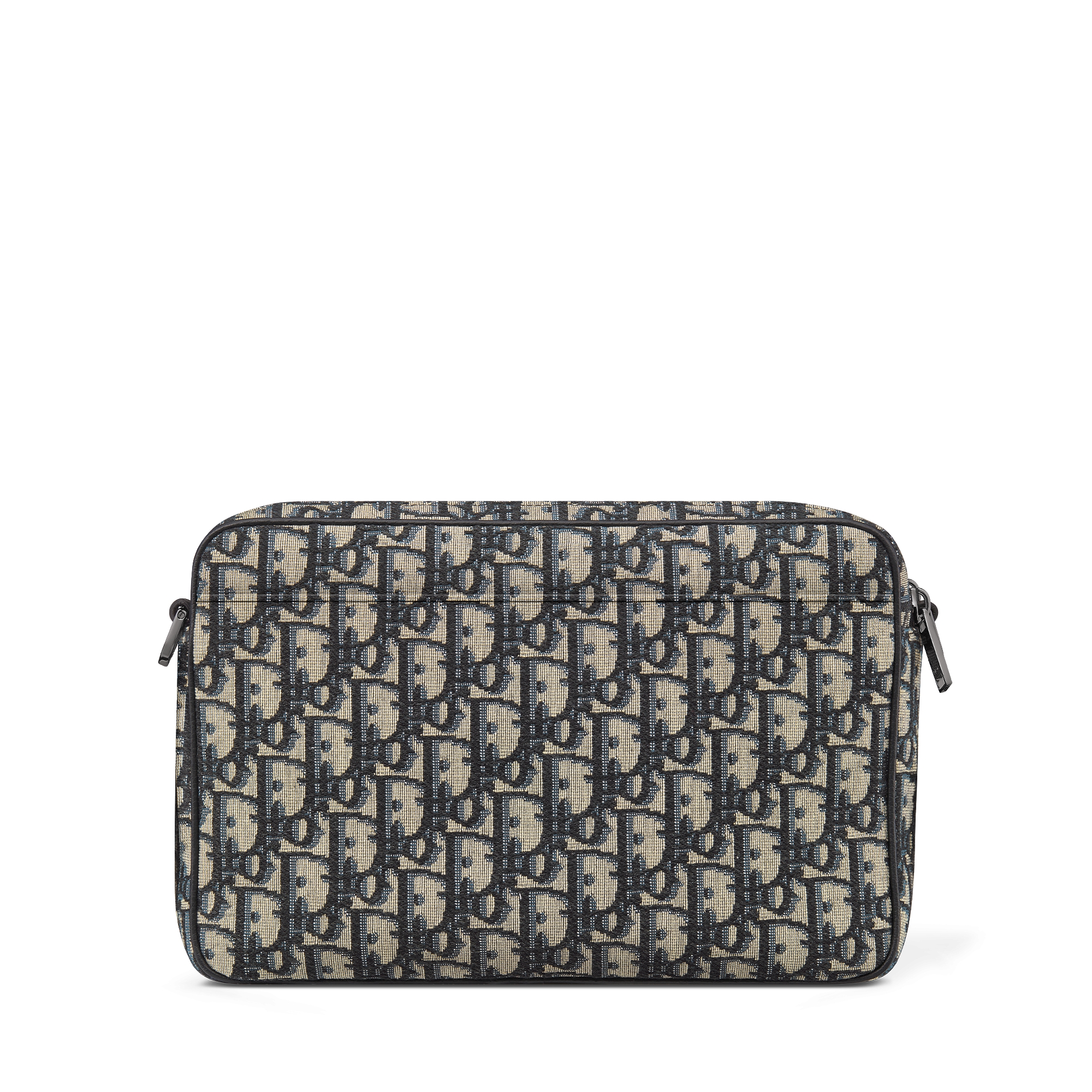 超大 Safari 手袋（附肩带） 米色和黑色 Oblique 印花面料和黑色粒面牛皮革 E08