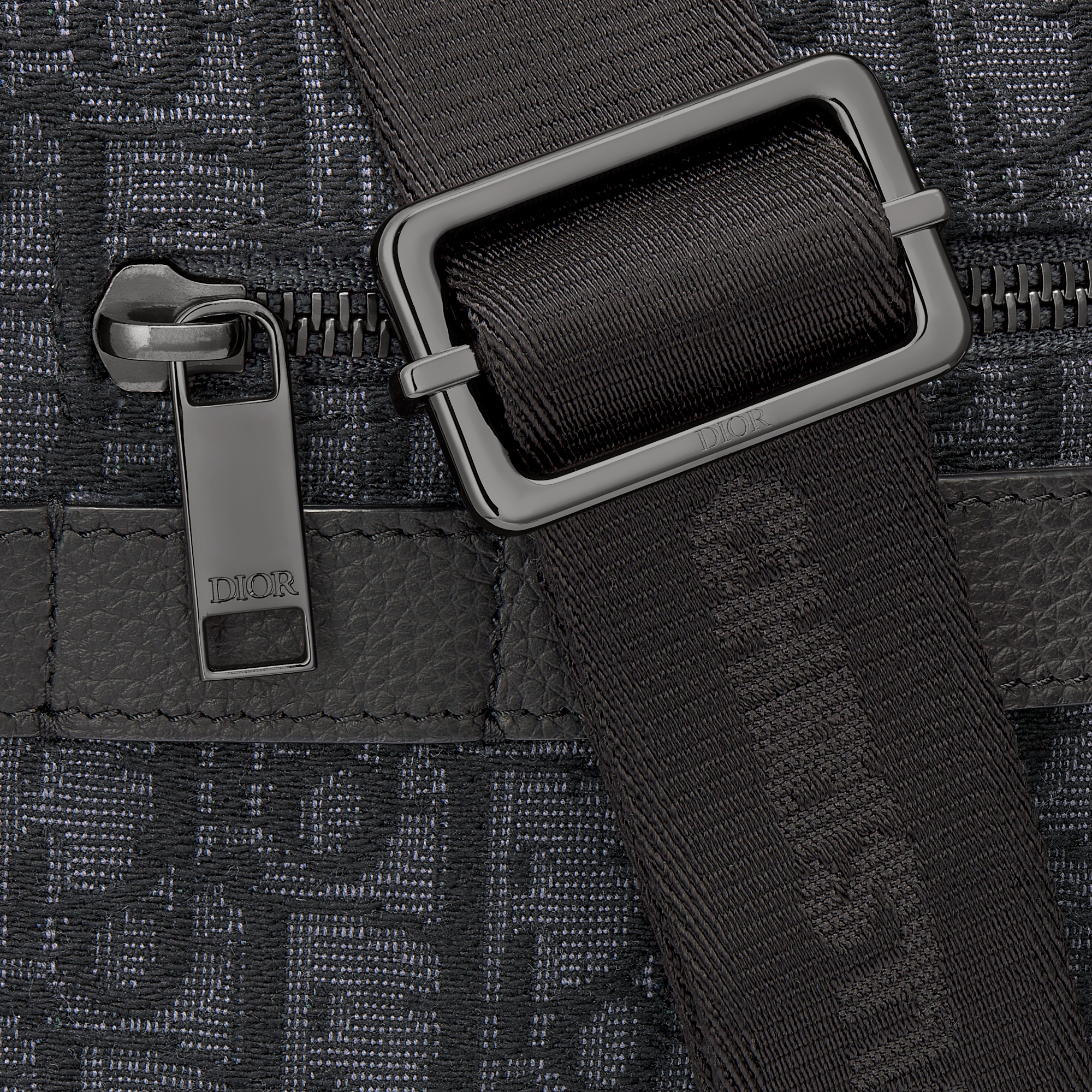 Safari 手袋（附肩带） 黑色 Oblique 印花面料 E09