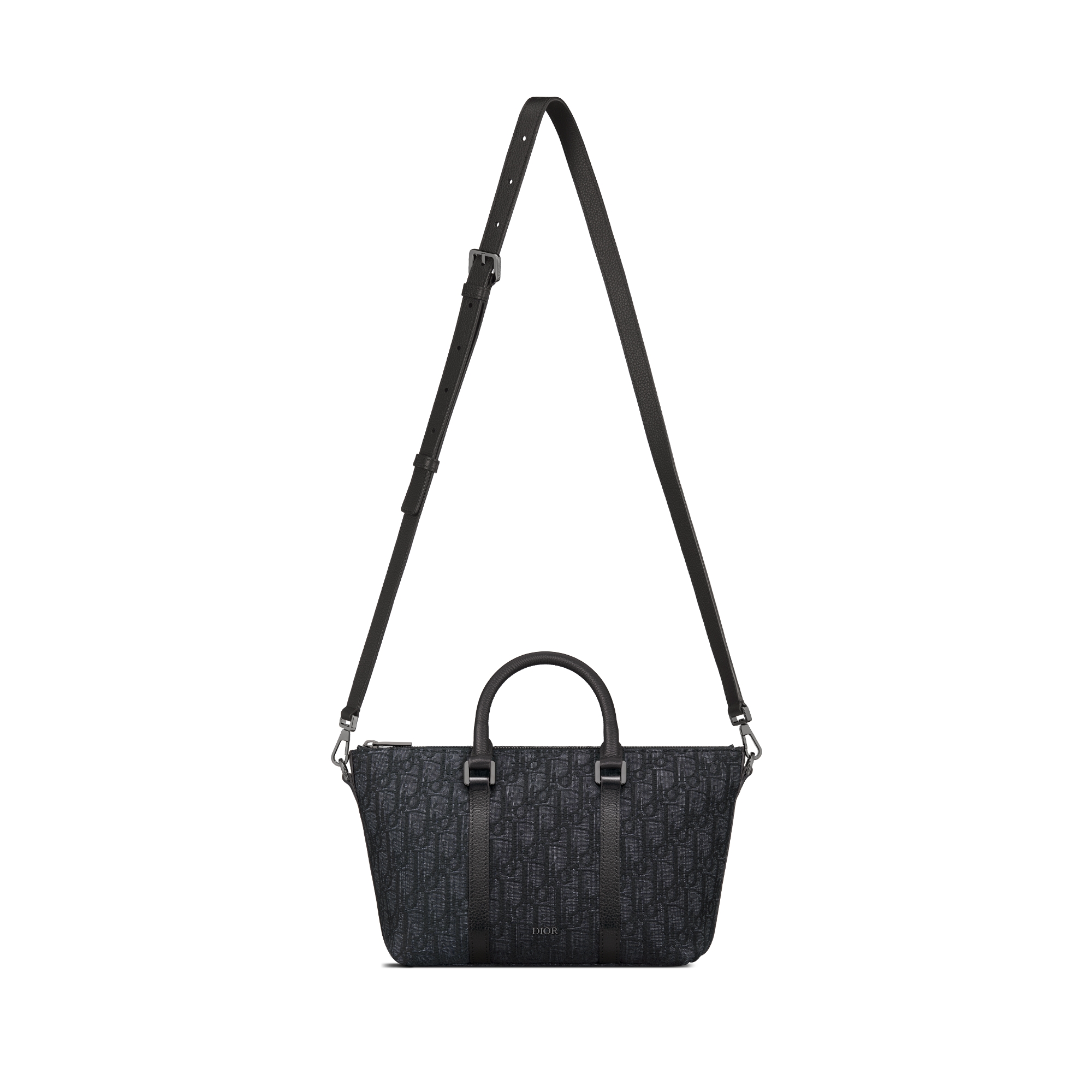 Weekender 25 手袋 黑色 Oblique 印花面料和黑色粒面牛皮革 E07