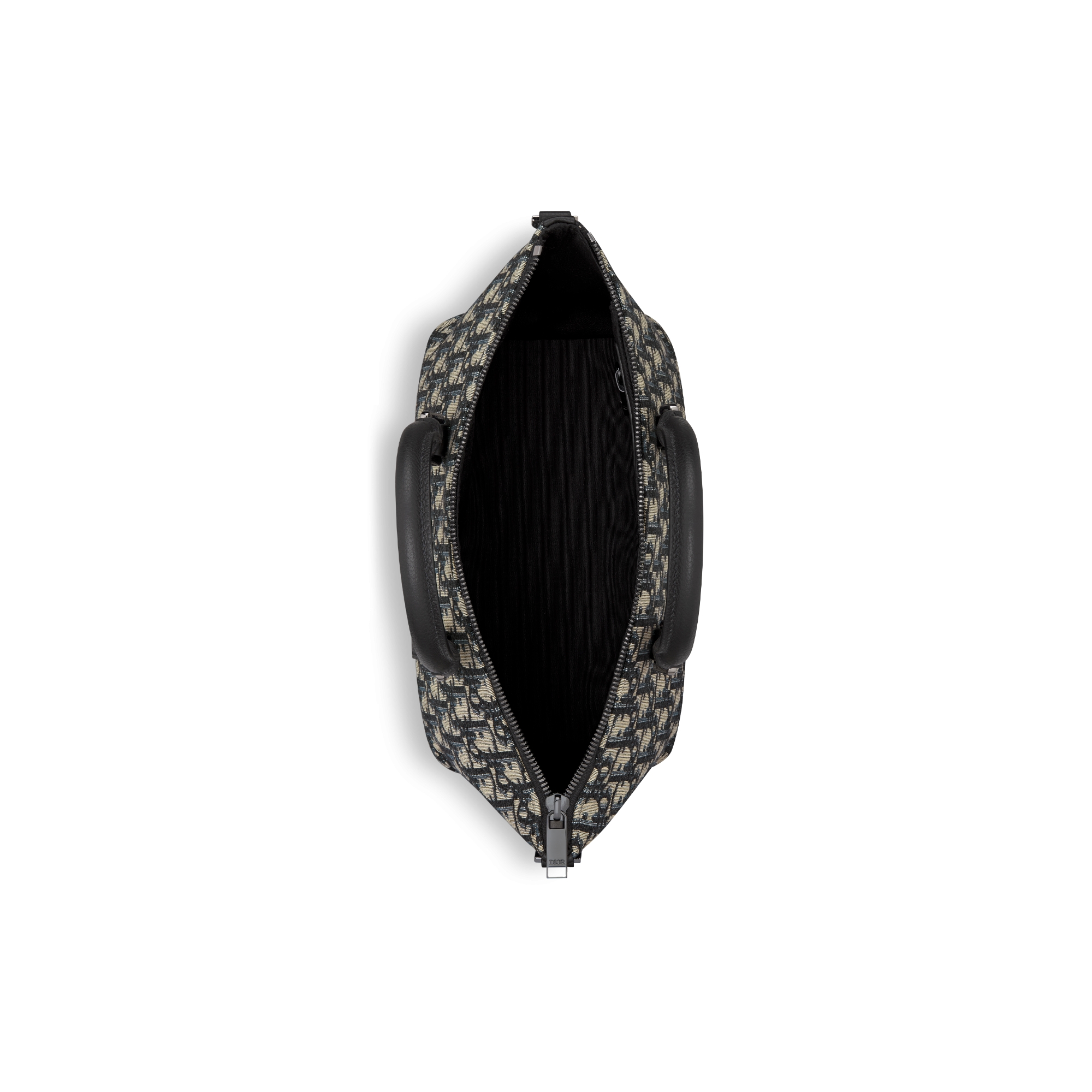 Weekender 25 手袋 米色和黑色 Oblique 印花面料和黑色粒面牛皮革 E06