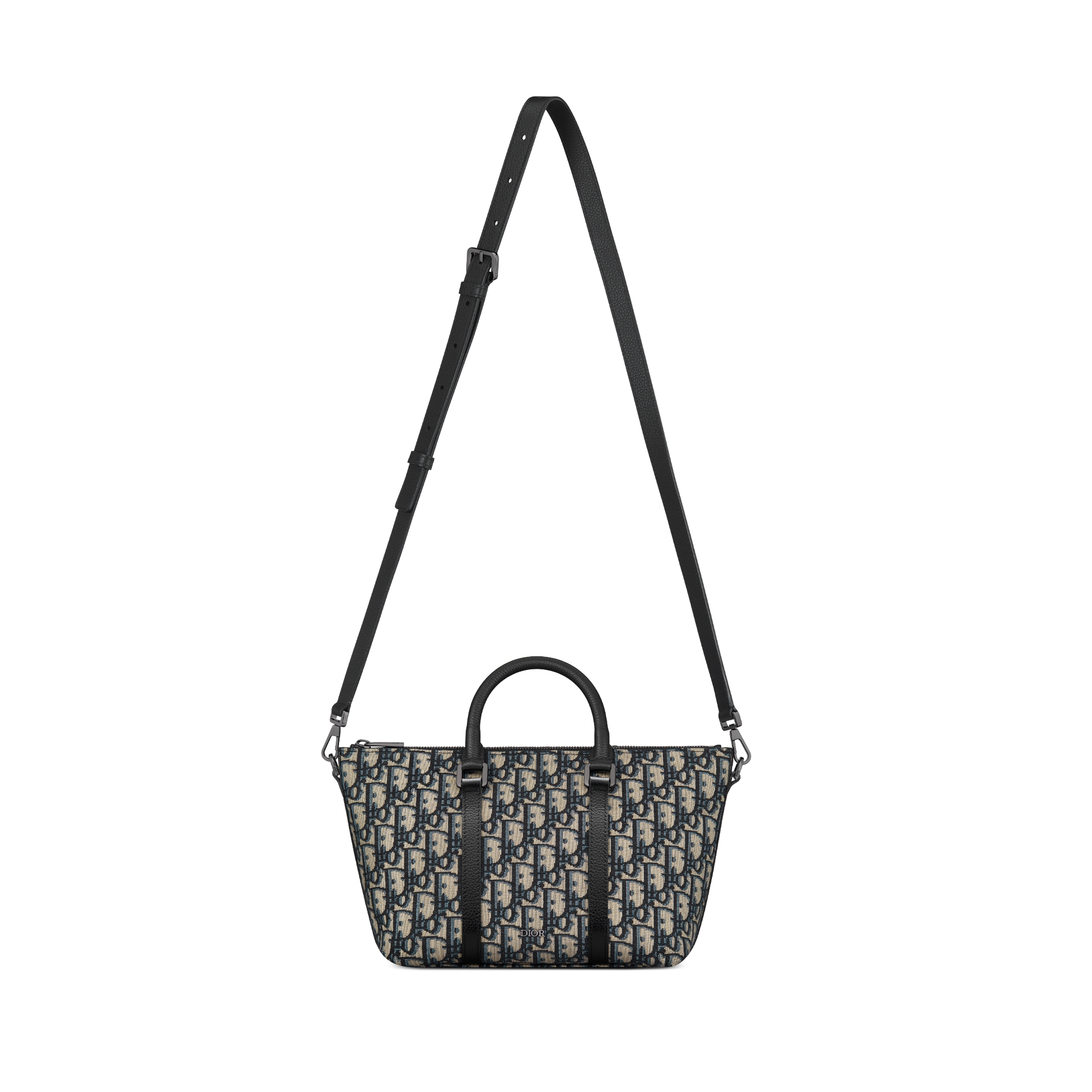 Weekender 25 手袋 米色和黑色 Oblique 印花面料和黑色粒面牛皮革 E07