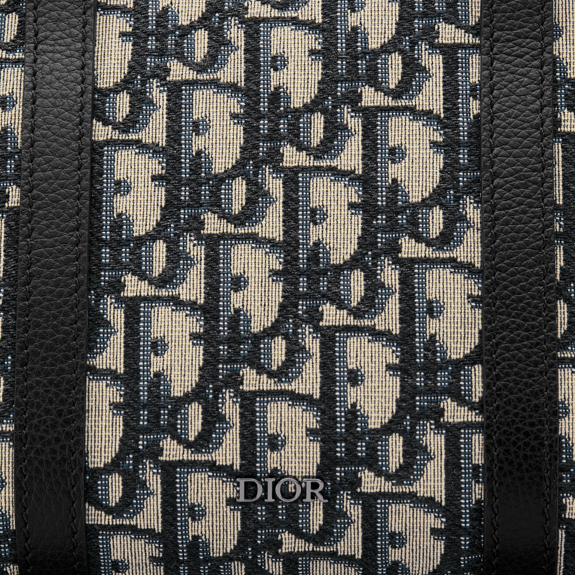 Weekender 25 手袋 米色和黑色 Oblique 印花面料和黑色粒面牛皮革 E09