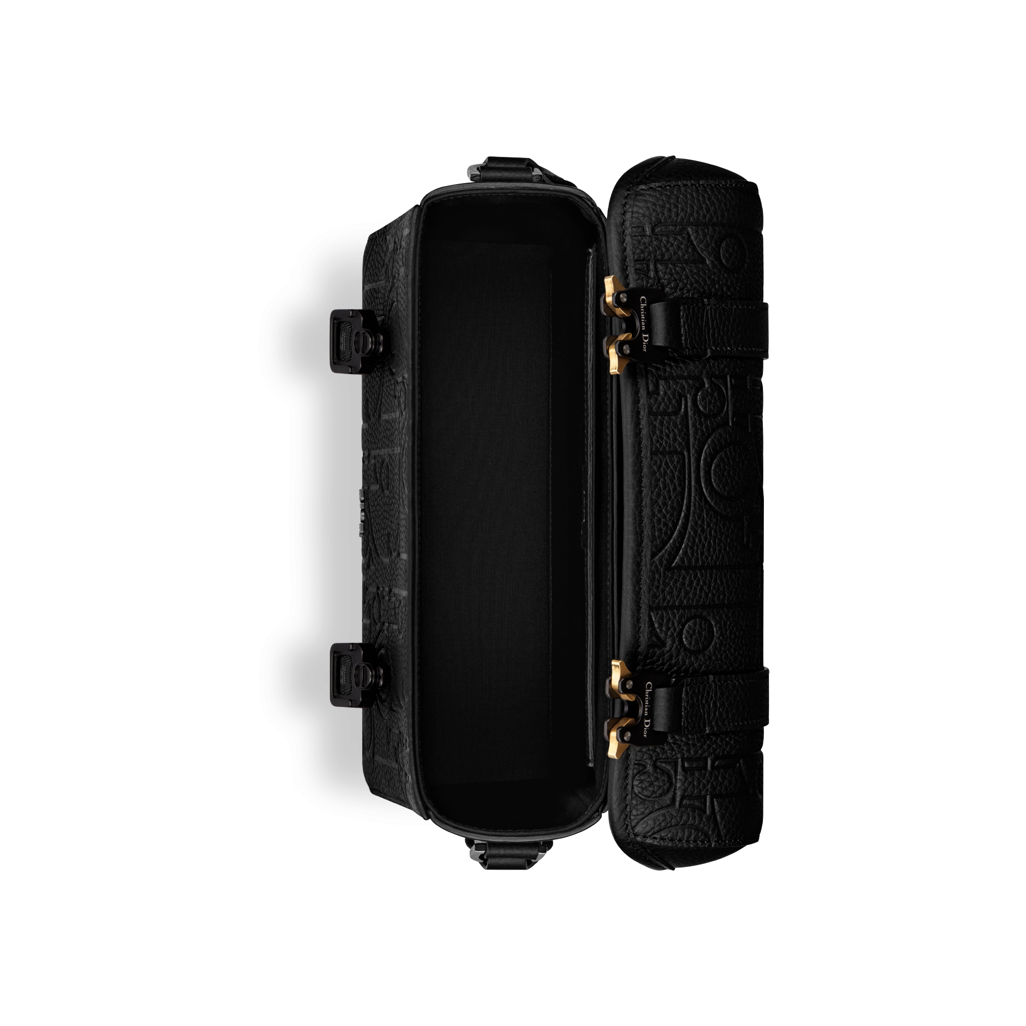 Dior Hit The Road 翻盖信使包 黑色 Dior Gravity 印花效果皮革和黑色粒面牛皮革 E06