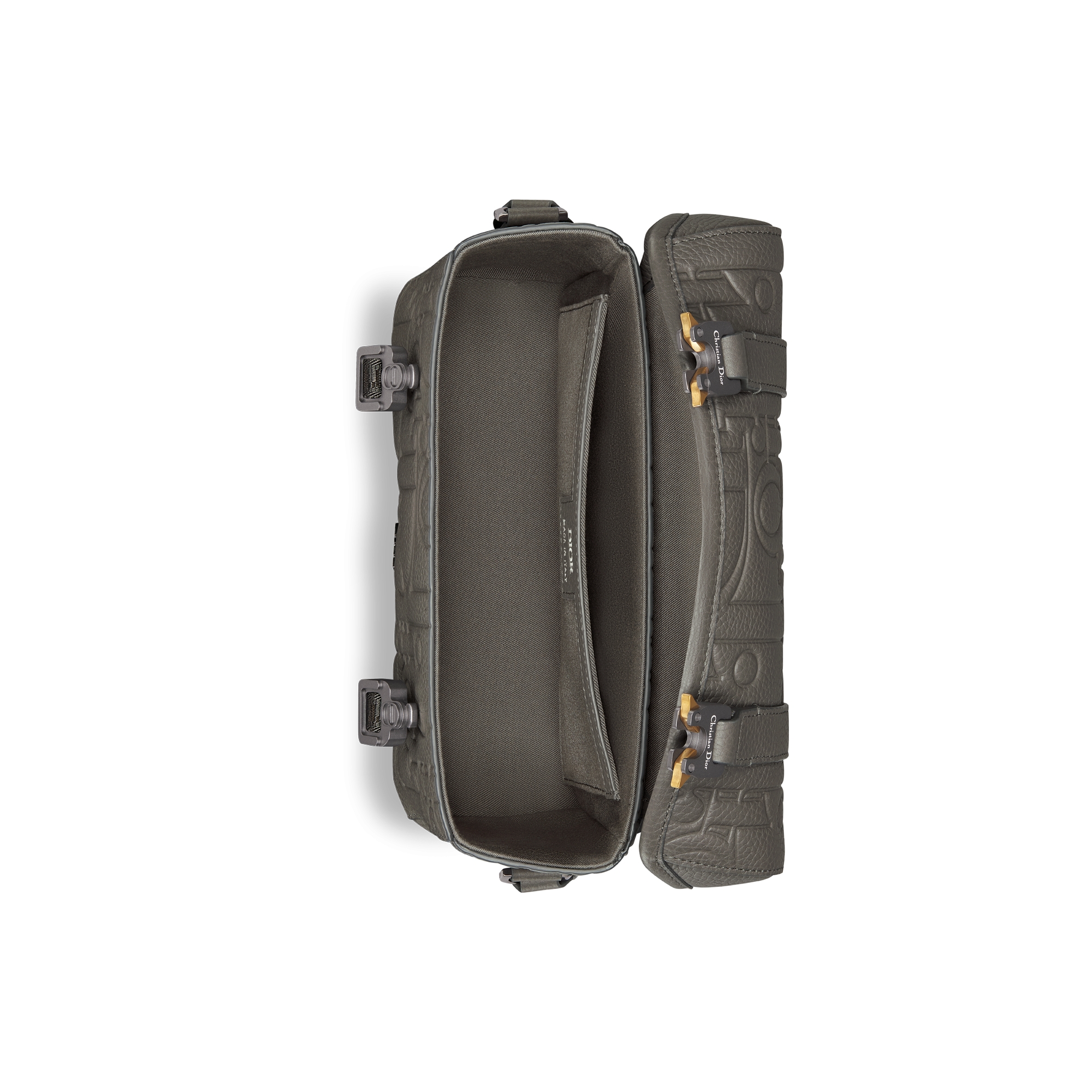 Dior Hit The Road 翻盖信使包 灰色 Dior Gravity 印花效果皮革和灰色粒面牛皮革 E06