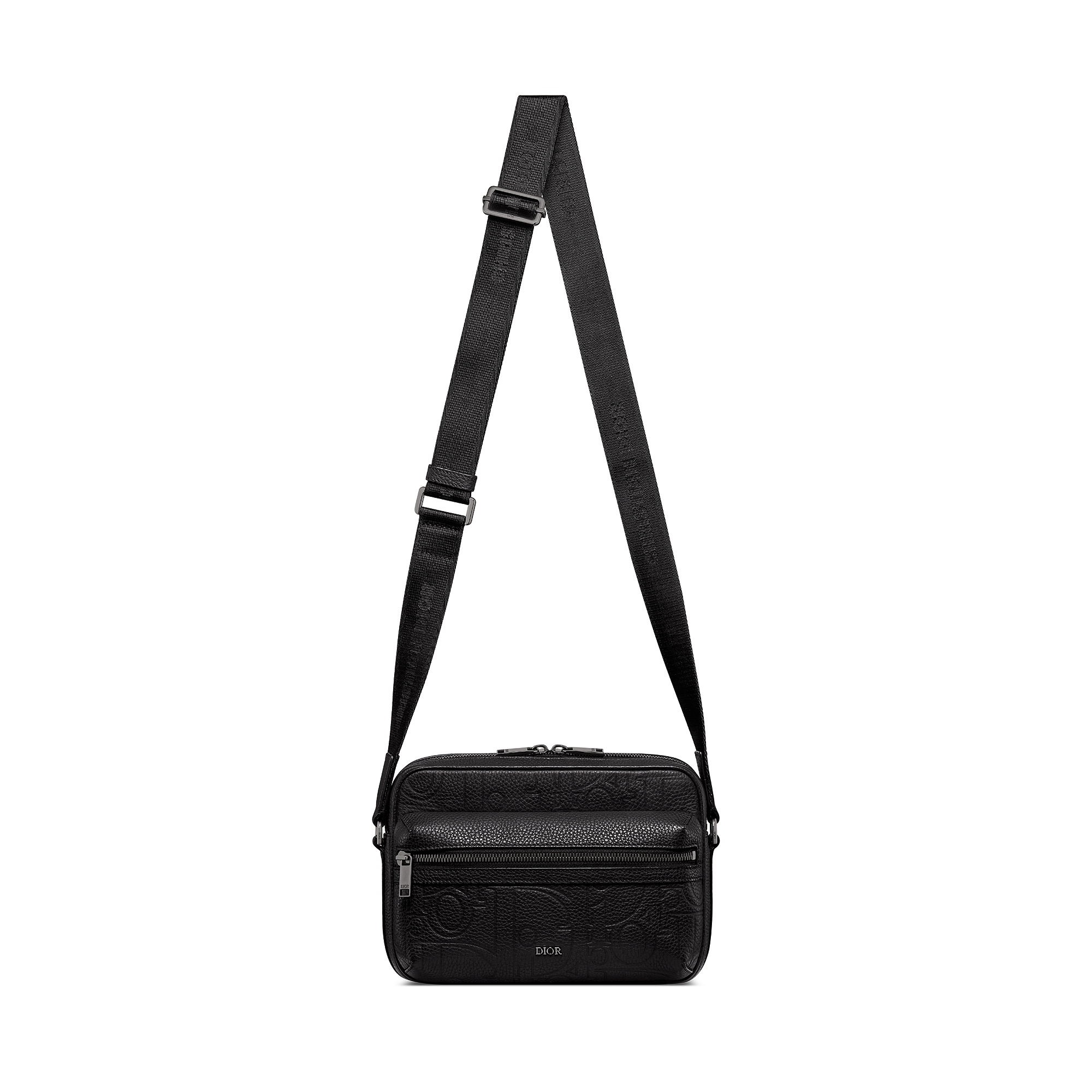 Rider 2.0 拉链式信使包 黑色 Dior Gravity 印花效果皮革和黑色粒面牛皮革 E07