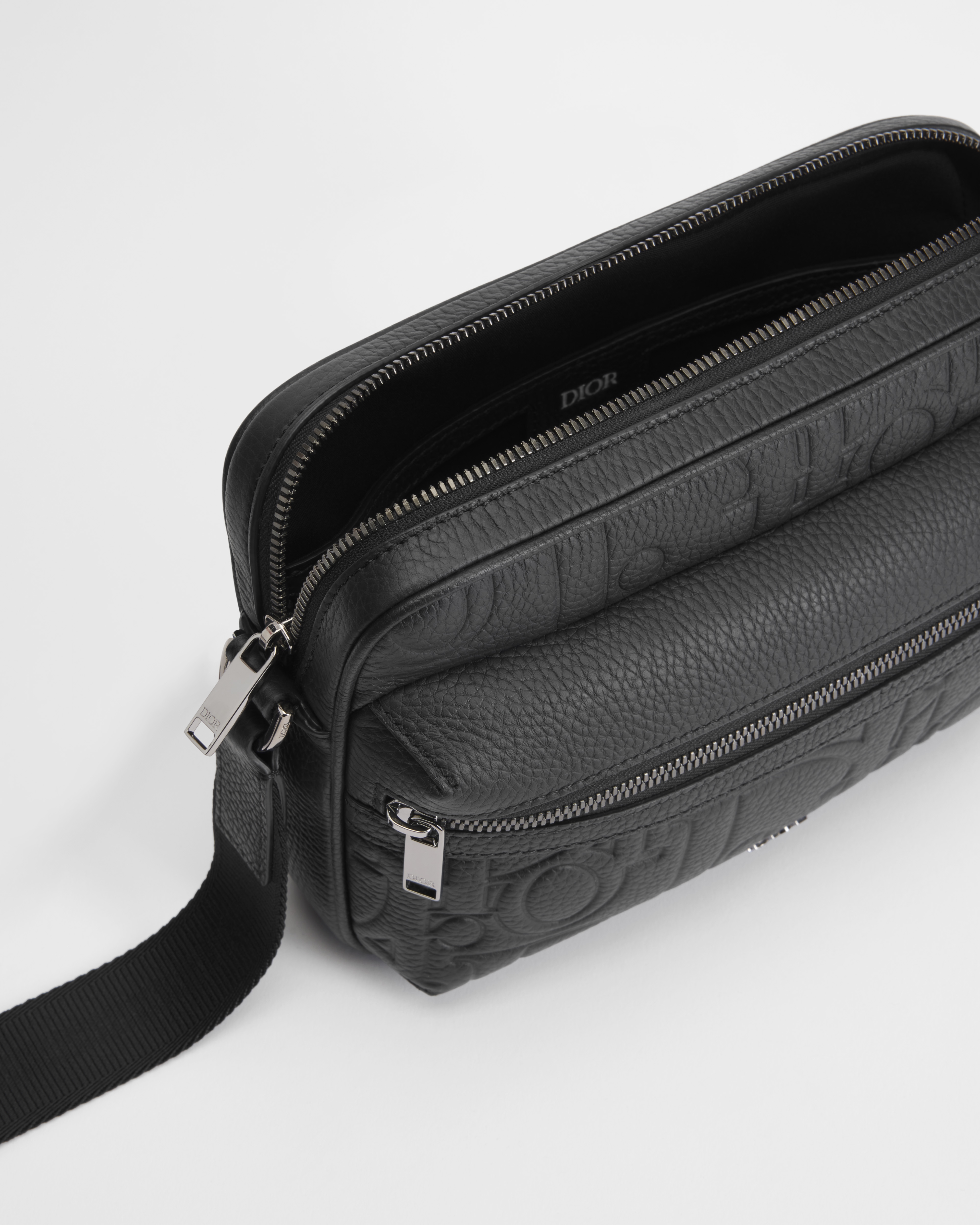 Rider 2.0 拉链式信使包 黑色 Dior Gravity 印花效果皮革和黑色粒面牛皮革 E06