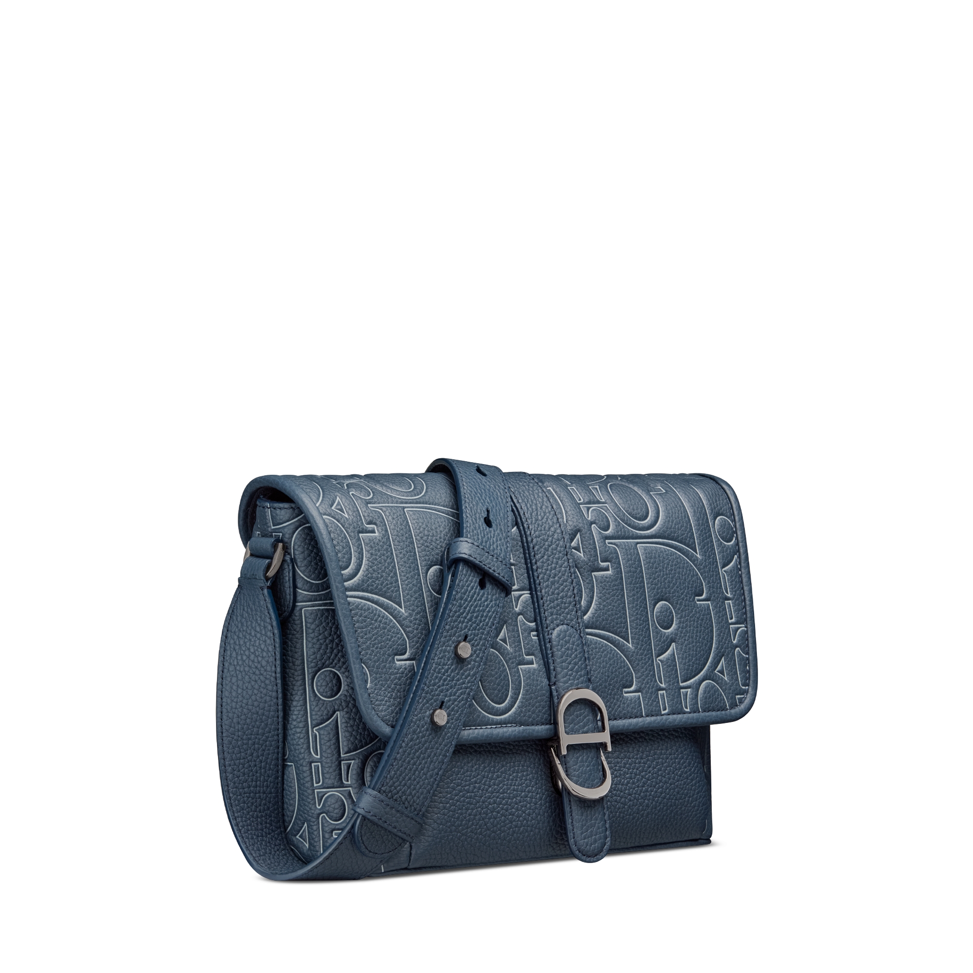 中号 Dior Daily 翻盖信使包 海军蓝色 Dior Gravity Outline 皮革和海军蓝色粒面牛皮革 E03