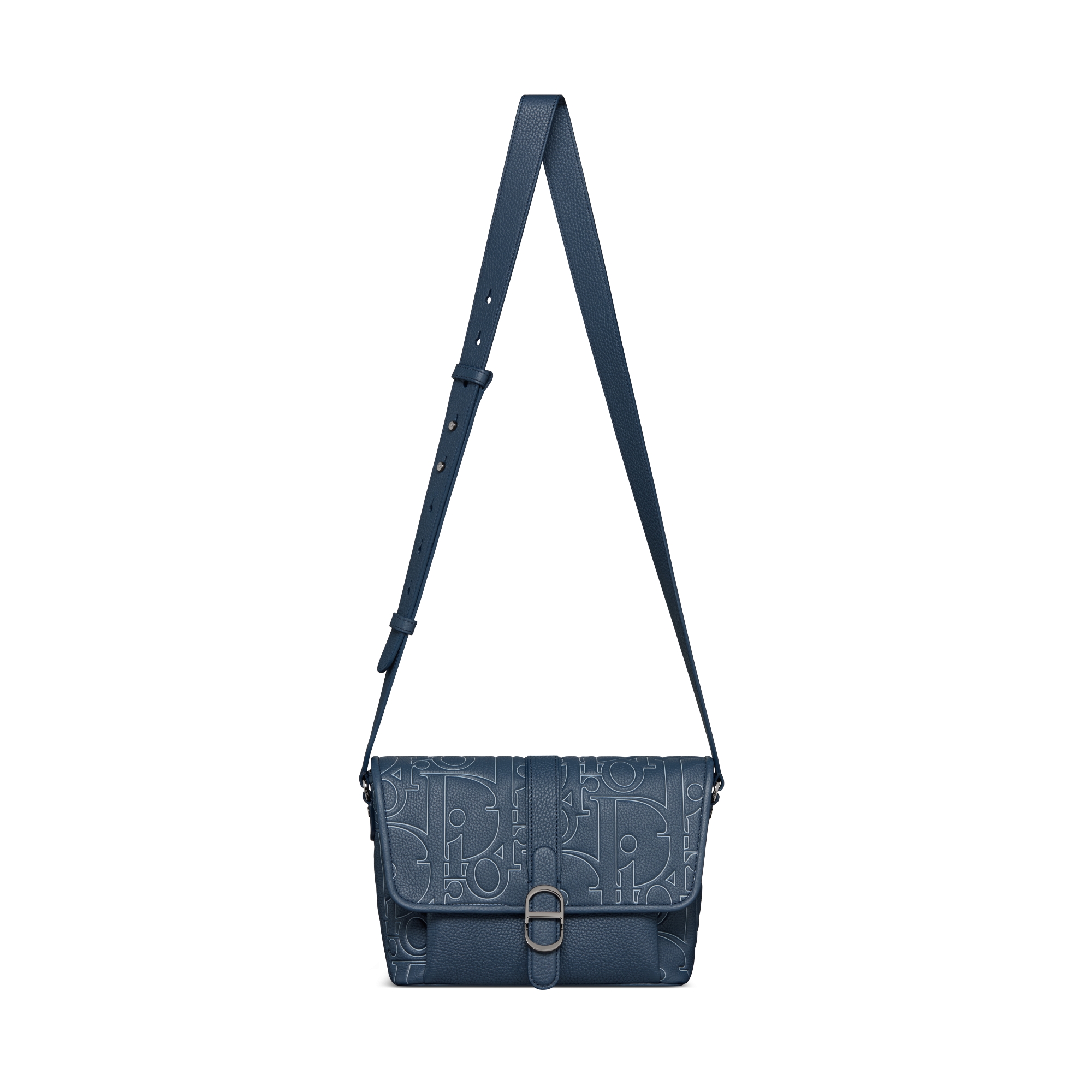 中号 Dior Daily 翻盖信使包 海军蓝色 Dior Gravity Outline 皮革和海军蓝色粒面牛皮革 E07