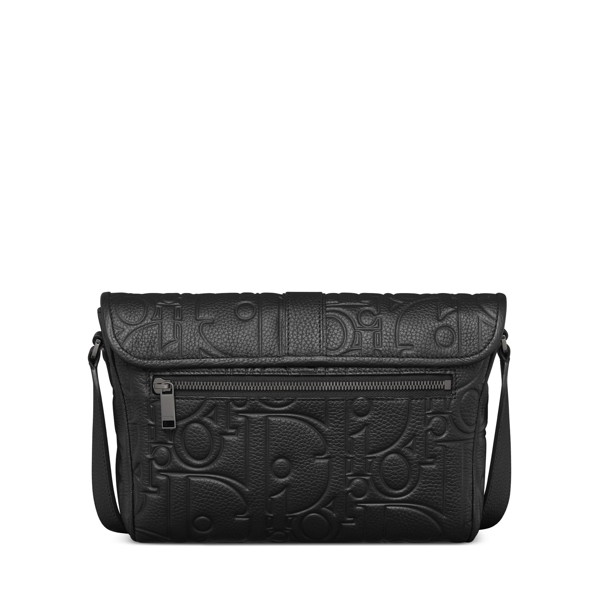 中号 Dior Daily 翻盖信使包 黑色 Dior Gravity 印花效果皮革和黑色粒面牛皮革 E08