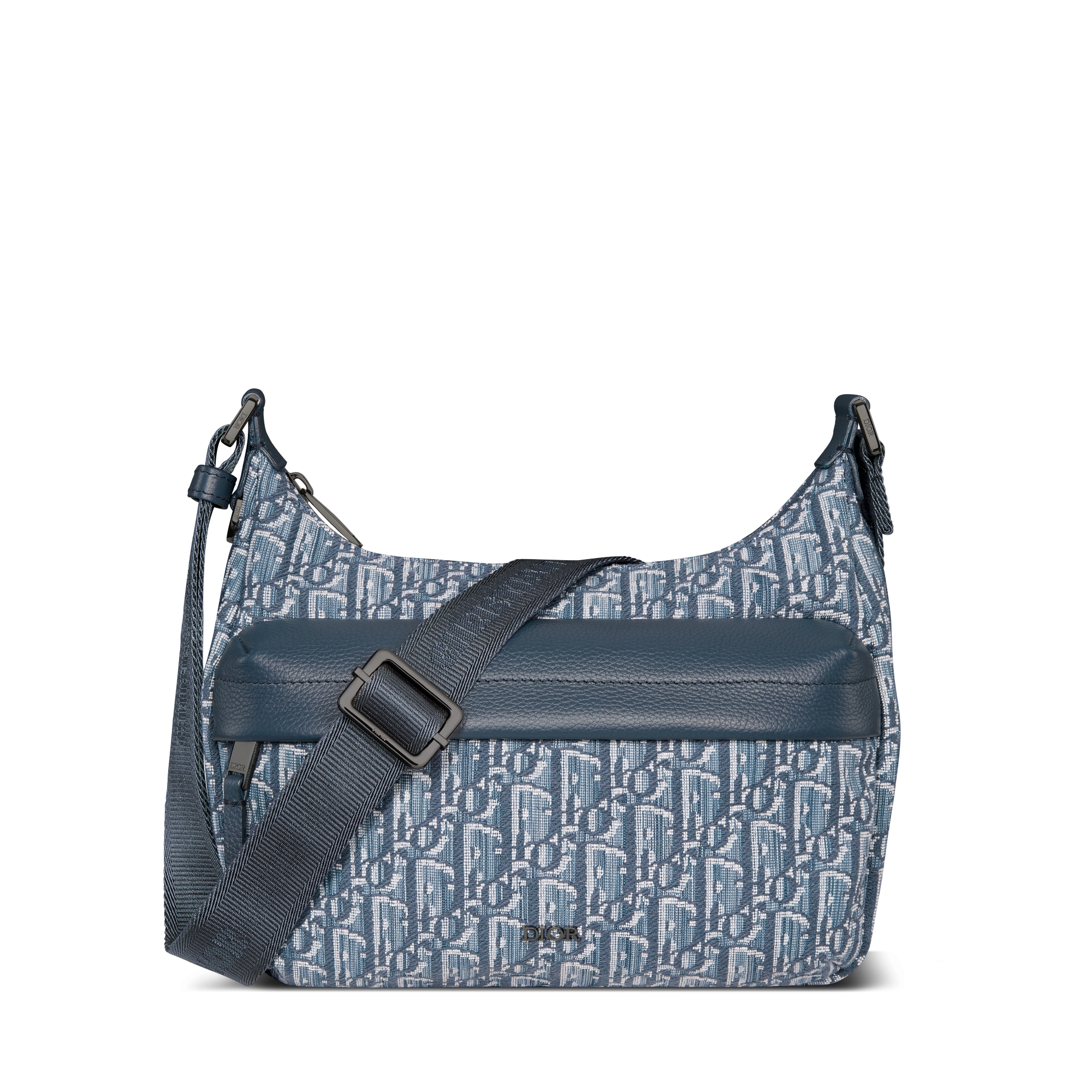 小号 Rider Soft 水饺包 蓝色 Oblique 印花面料和蓝色粒面牛皮革 E01