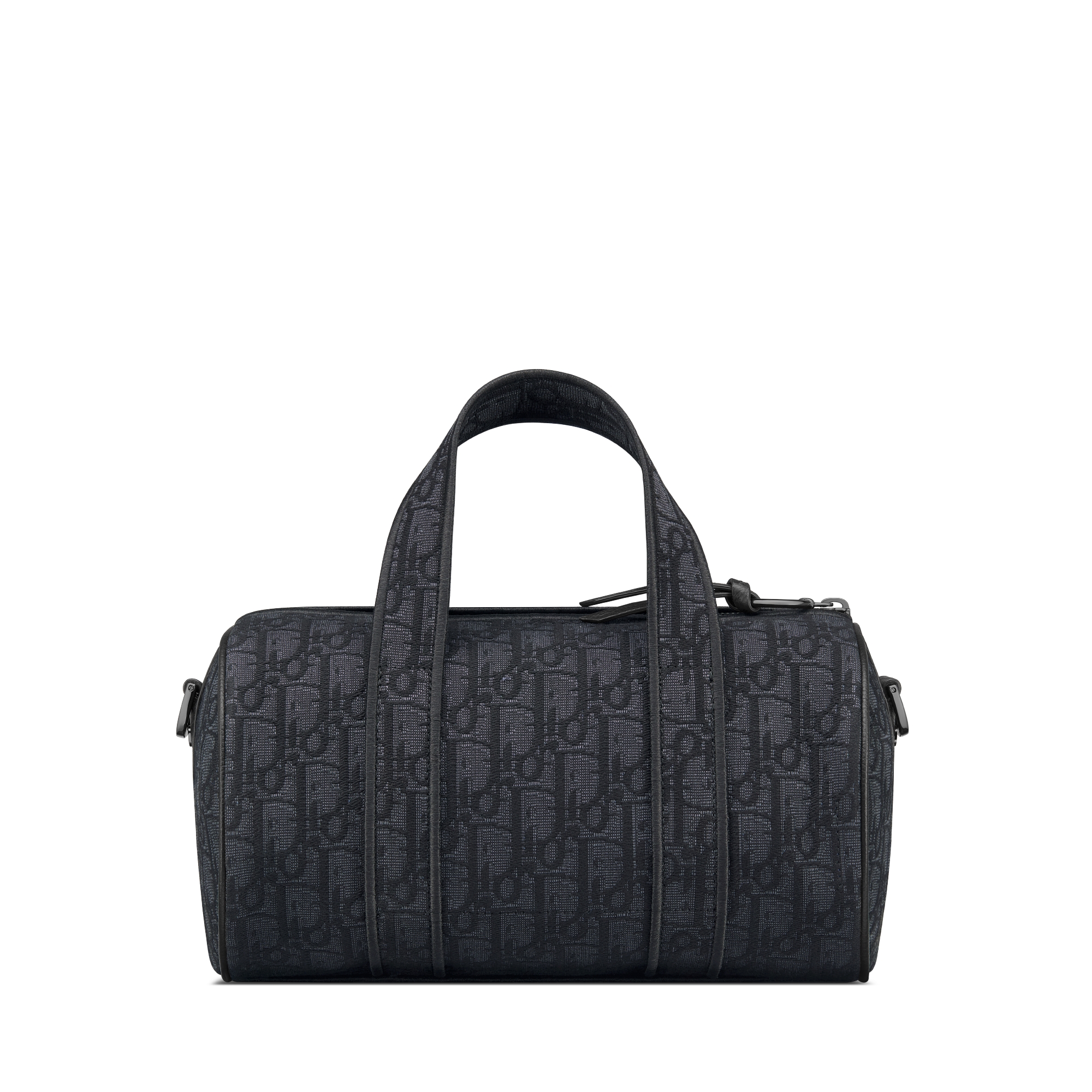 拉链信使包 黑色 Oblique 印花面料和黑色粒面牛皮革 E08