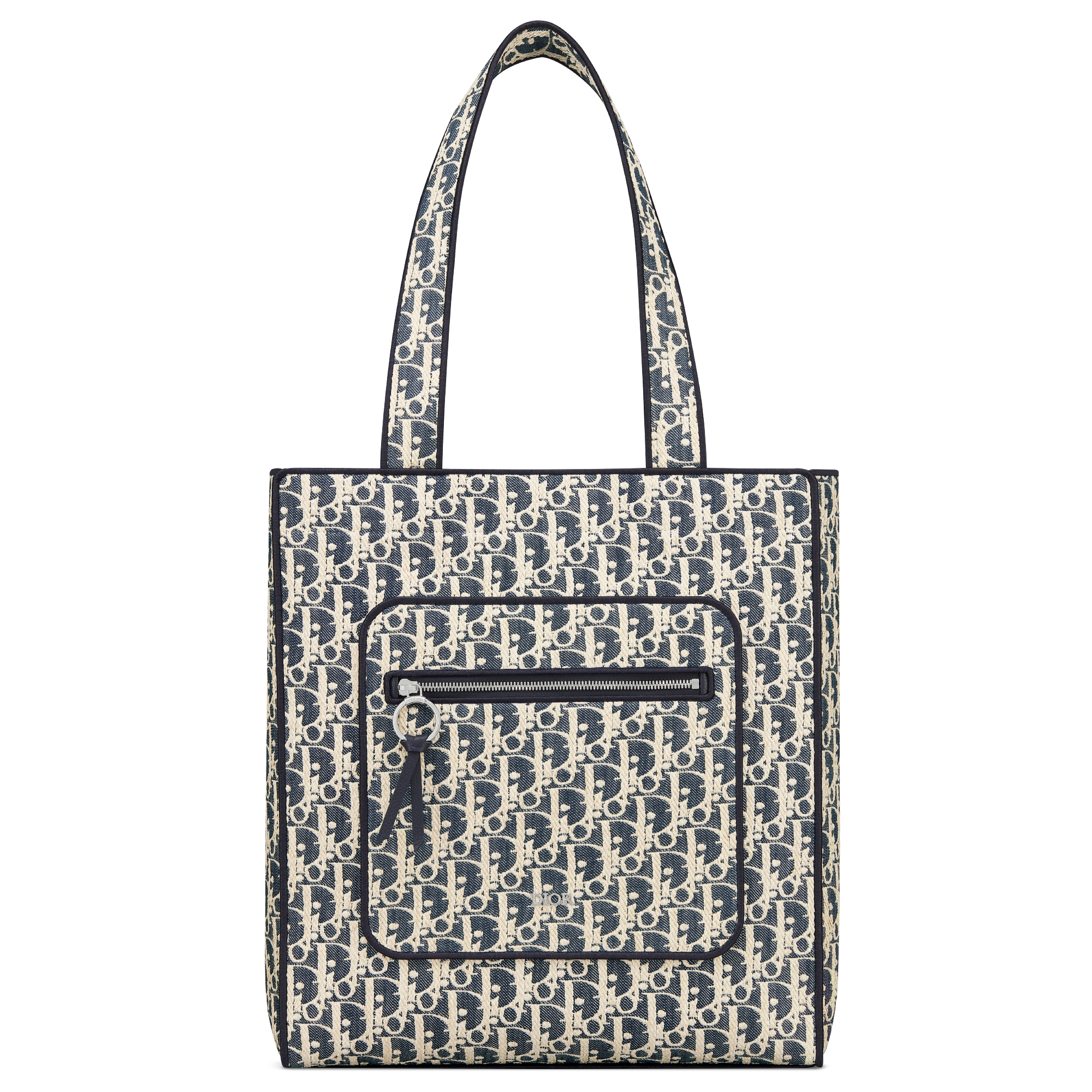 手袋 蓝色和米色酒椰草效果 Oblique 印花牛仔面料 E01